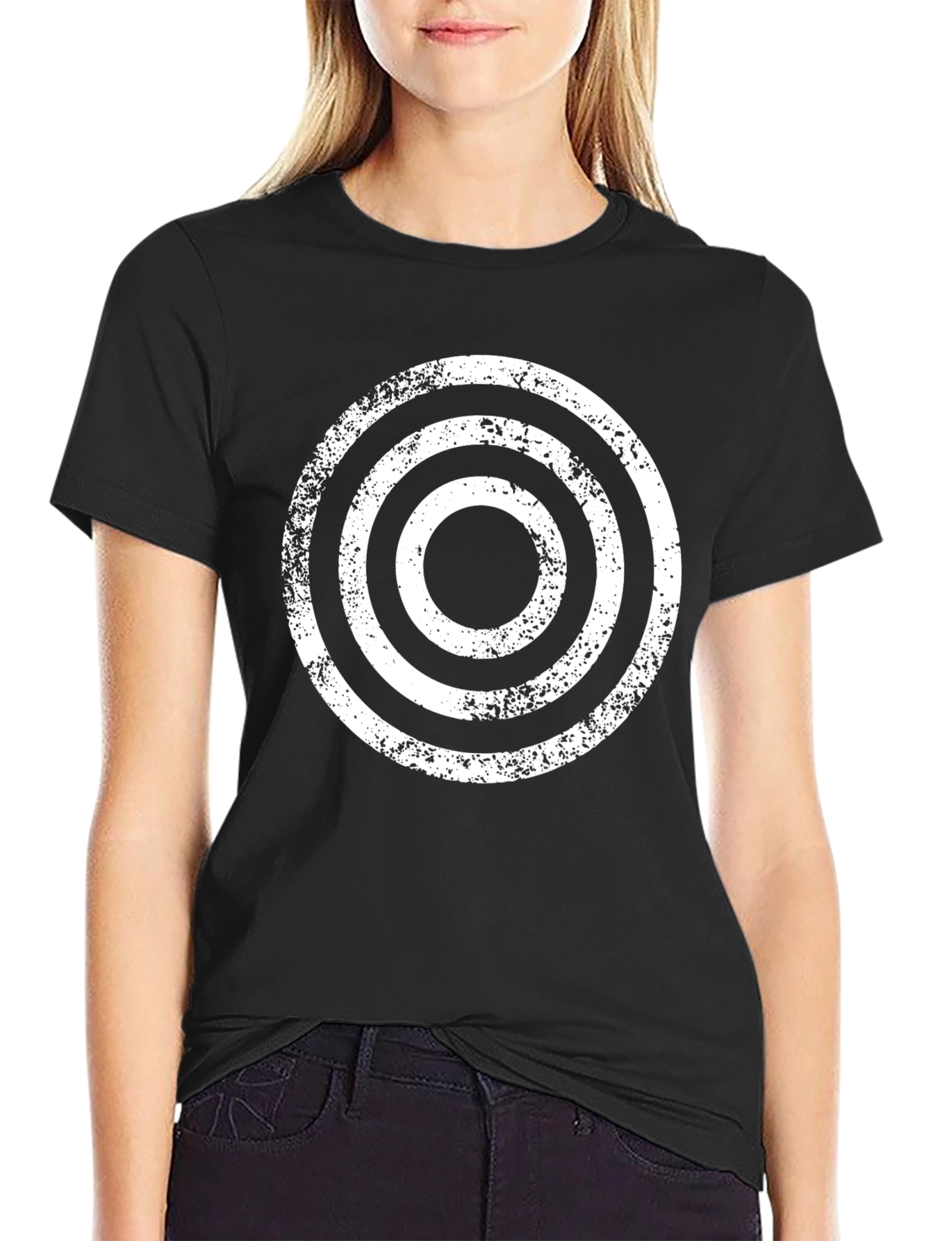 Retro Target Graphic Tee - Black Cotton Blend