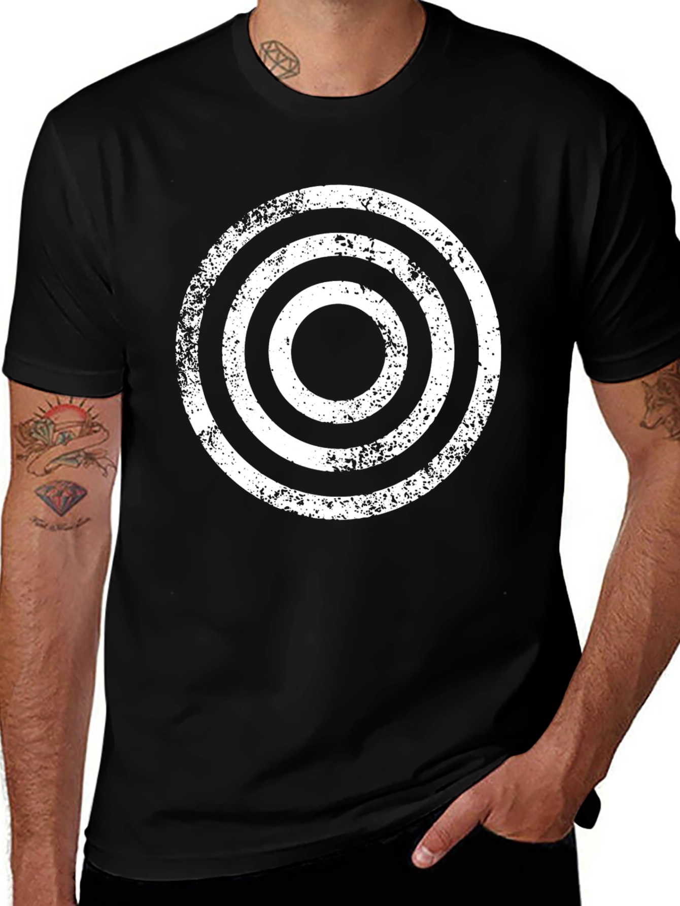 Retro Target Graphic Tee - Black Cotton Blend