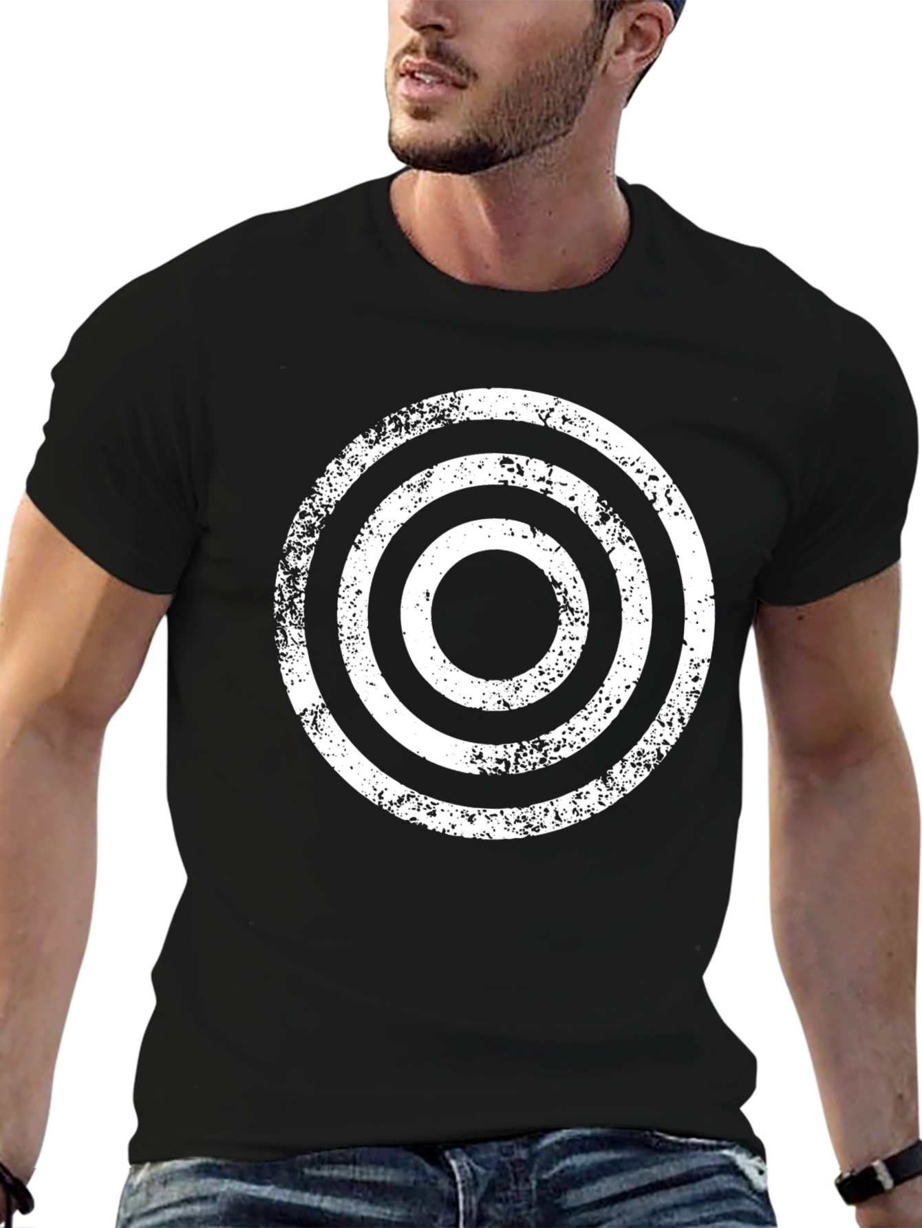 Retro Target Graphic Tee - Black Cotton Blend