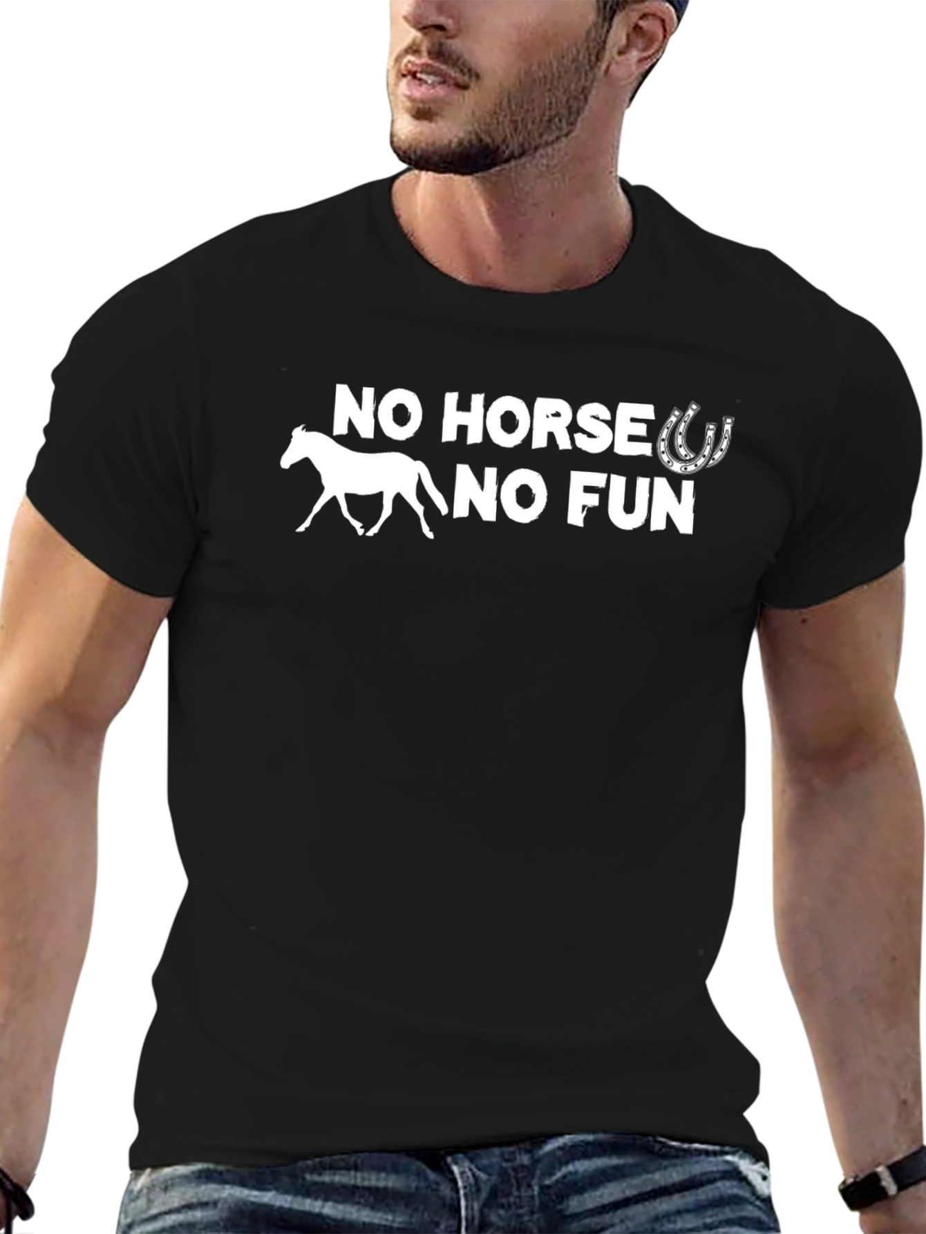 No Horse No Fun Black Graphic Tee