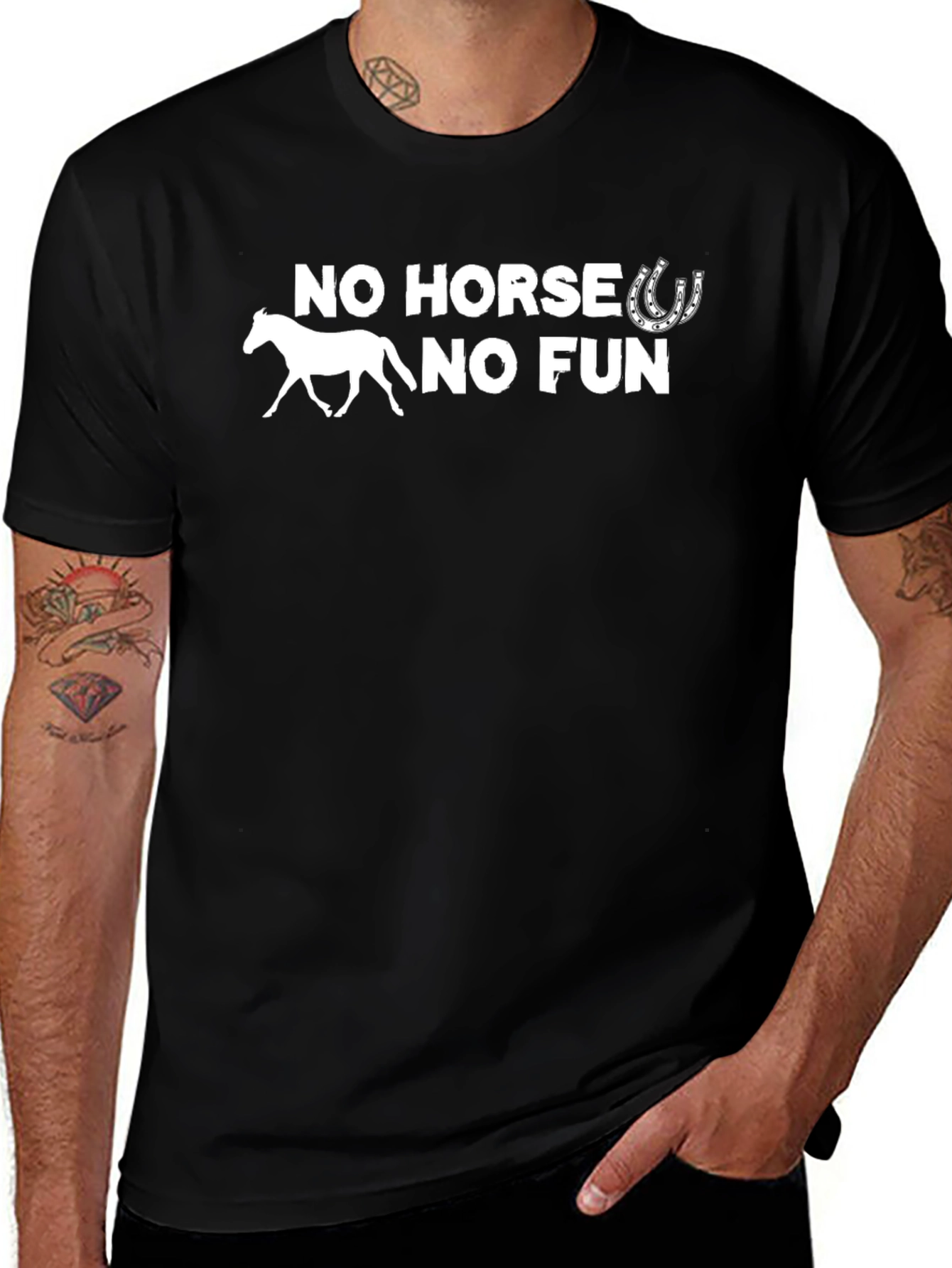 No Horse No Fun Black Graphic Tee