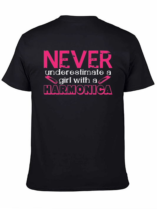 Harmonica Girl T-Shirt - Never Underestimate