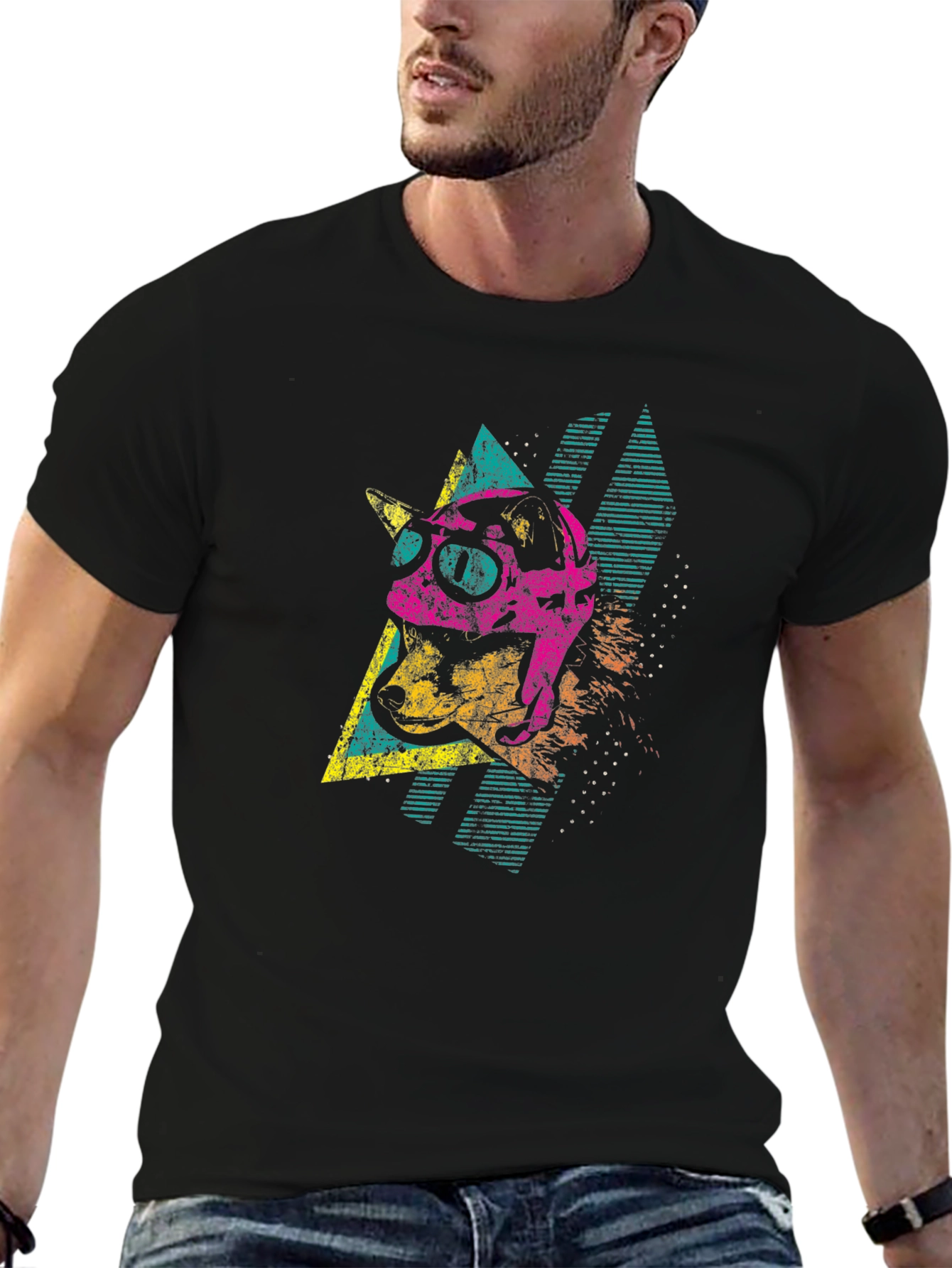 Retro Dog Tee - 80s Style Graphic T-Shirt