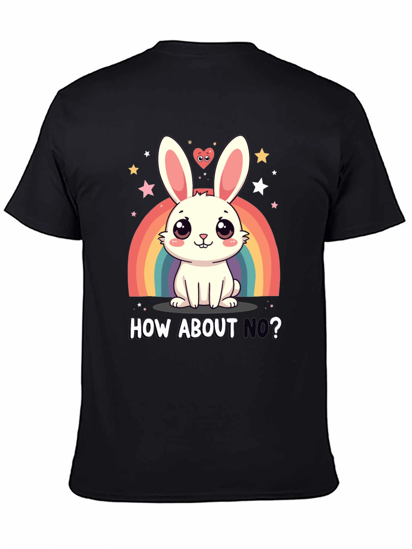 Cute Bunny Rainbow How About No? Graphic Tee