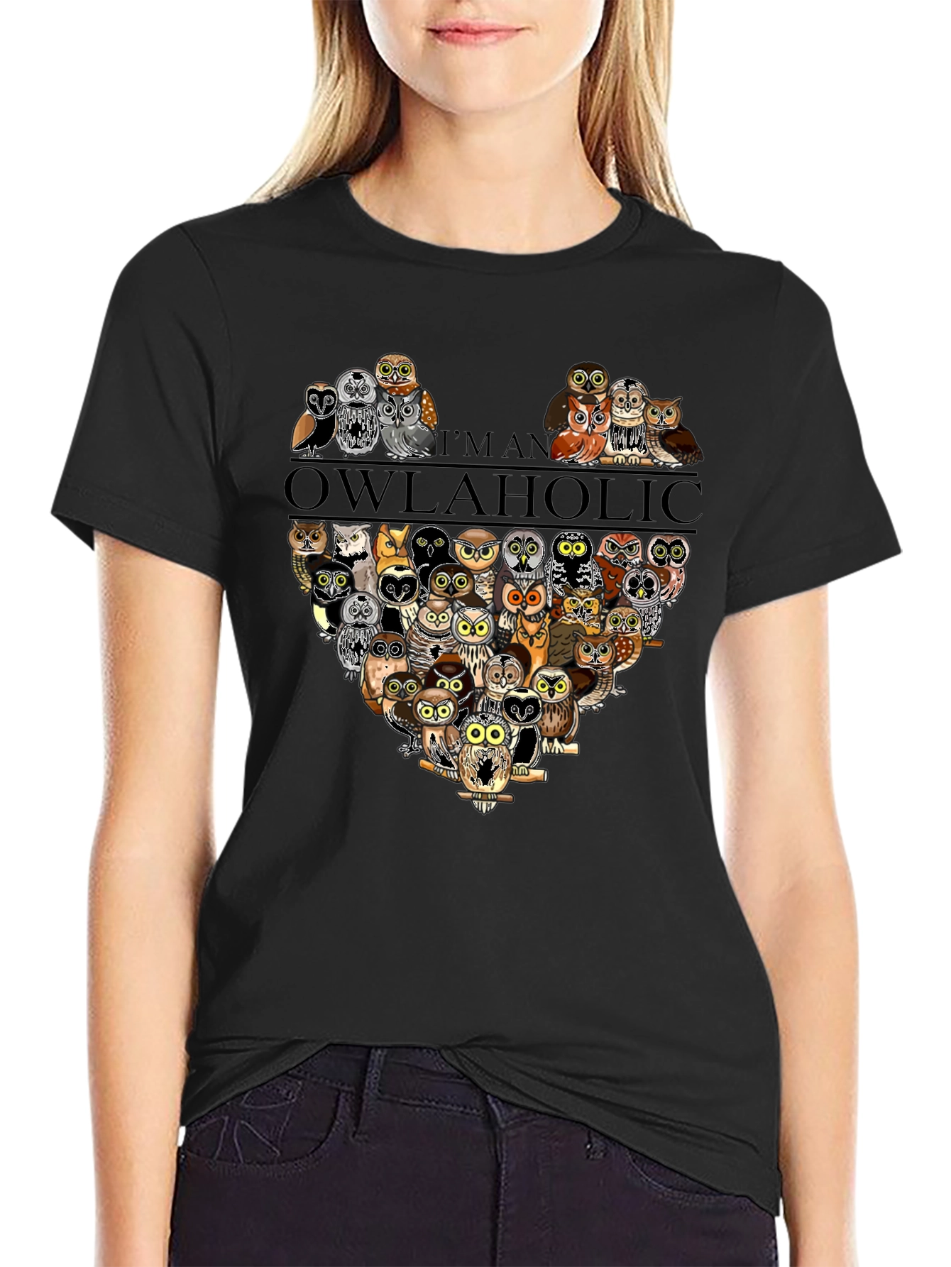 Owlaholic T-Shirt - Cute Owl Heart Graphic Tee