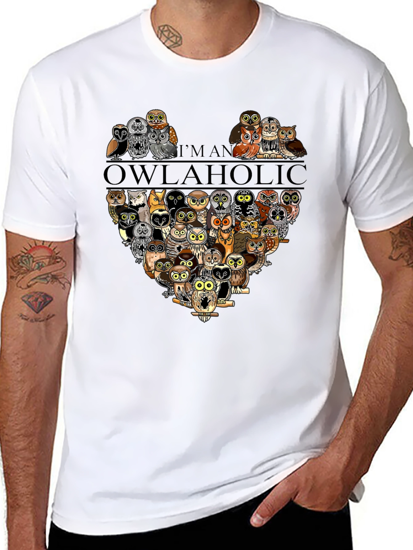 Owlaholic T-Shirt - Cute Owl Heart Graphic Tee