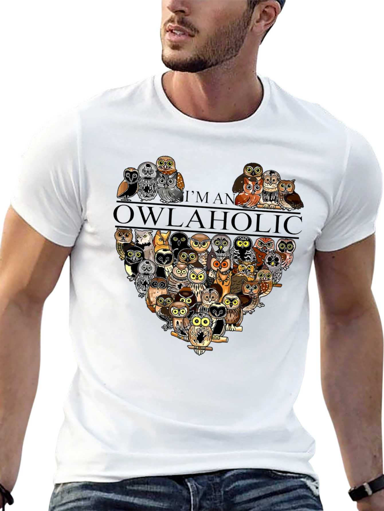 Owlaholic T-Shirt - Cute Owl Heart Graphic Tee
