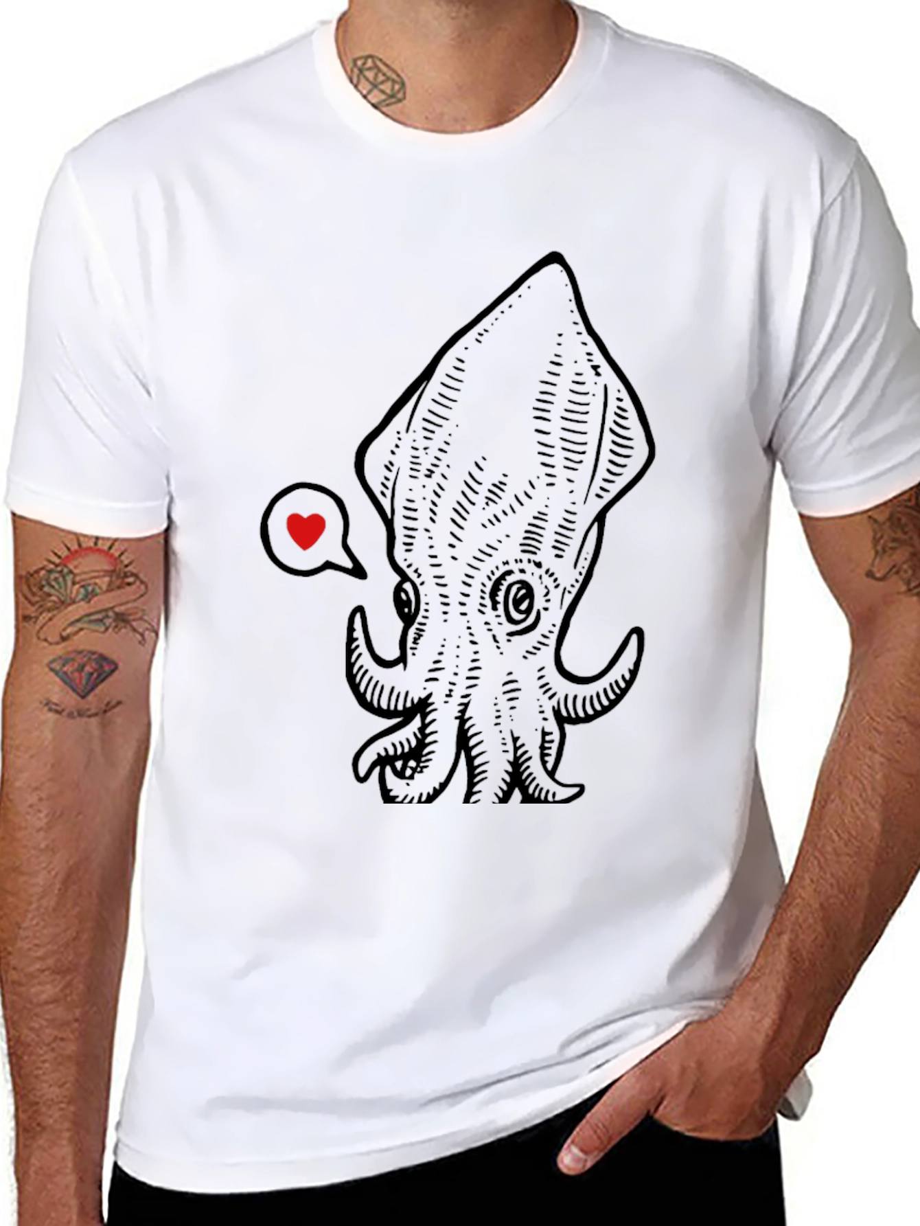 Squid Love Graphic Tee - Unisex Black T-Shirt