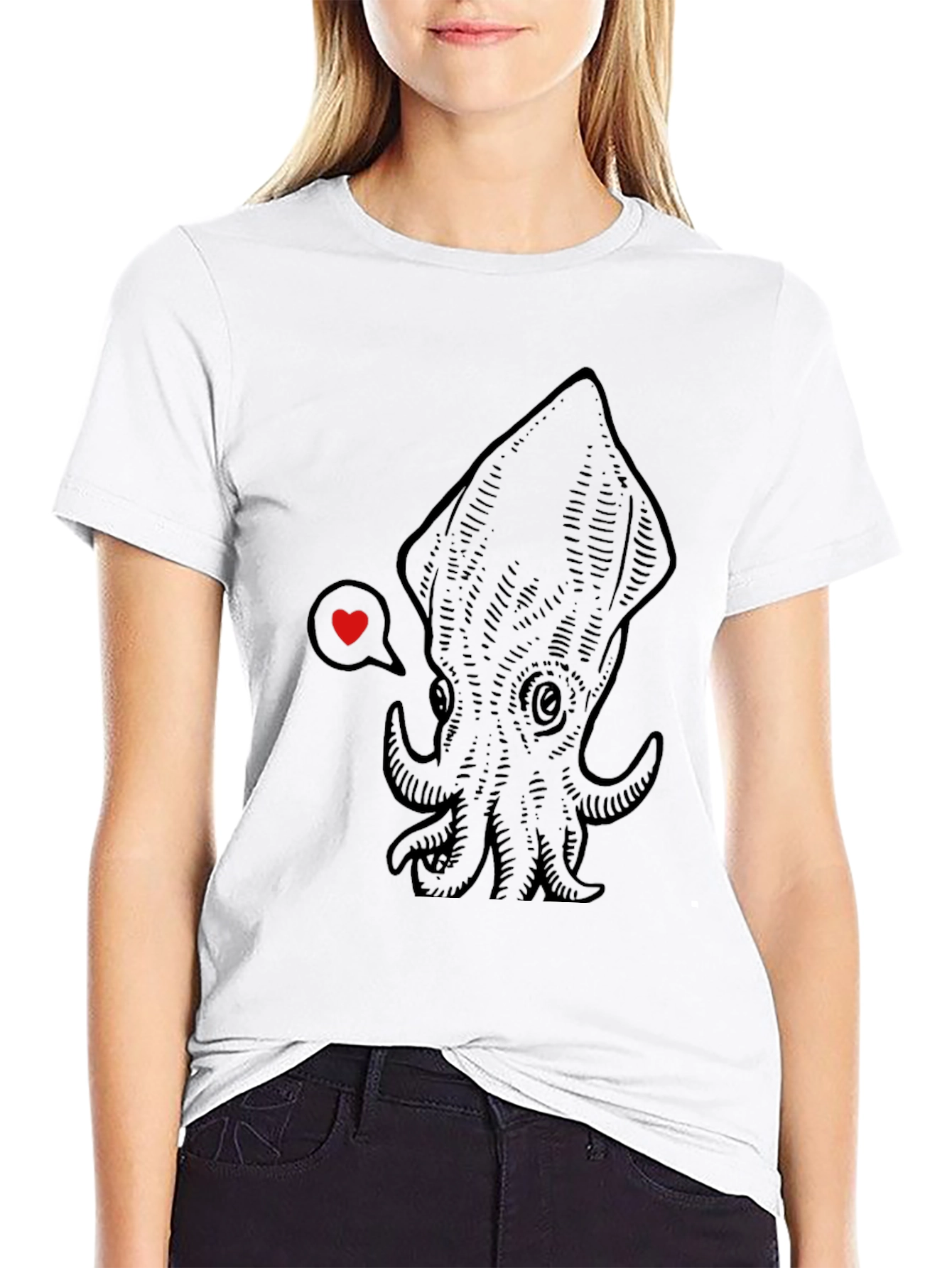 Squid Love Graphic Tee - Unisex Black T-Shirt