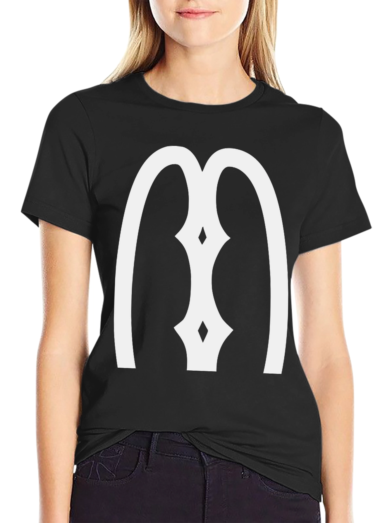 Unique White Symbol Black T-Shirt