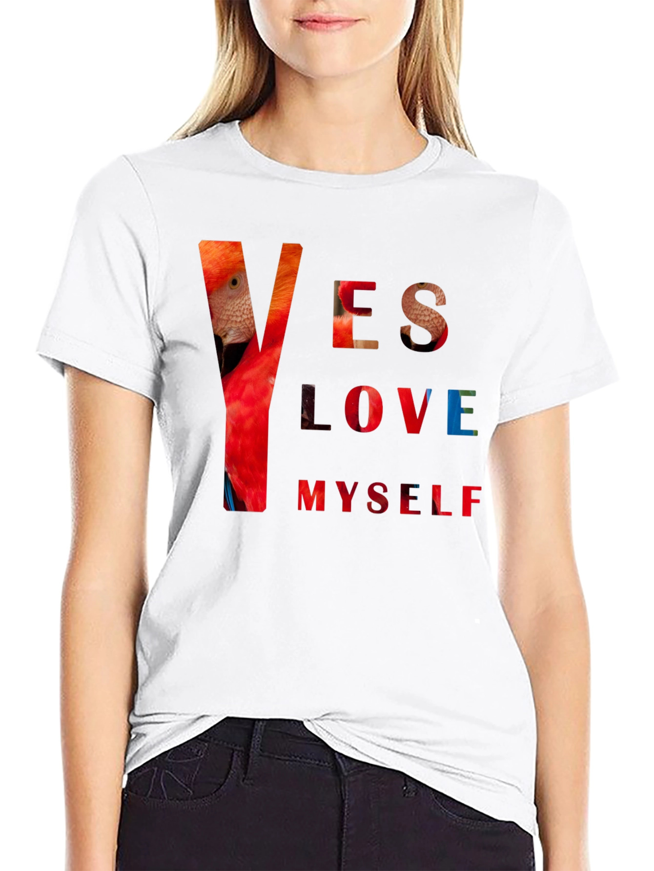 Yes Love Myself Graphic Print Black T-Shirt