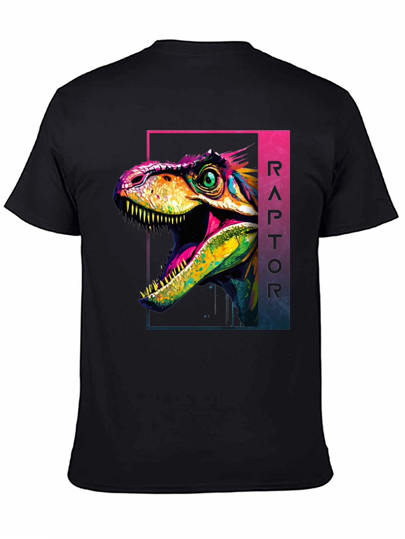 Vibrant Raptor Graphic Tee - Bold Dinosaur Design