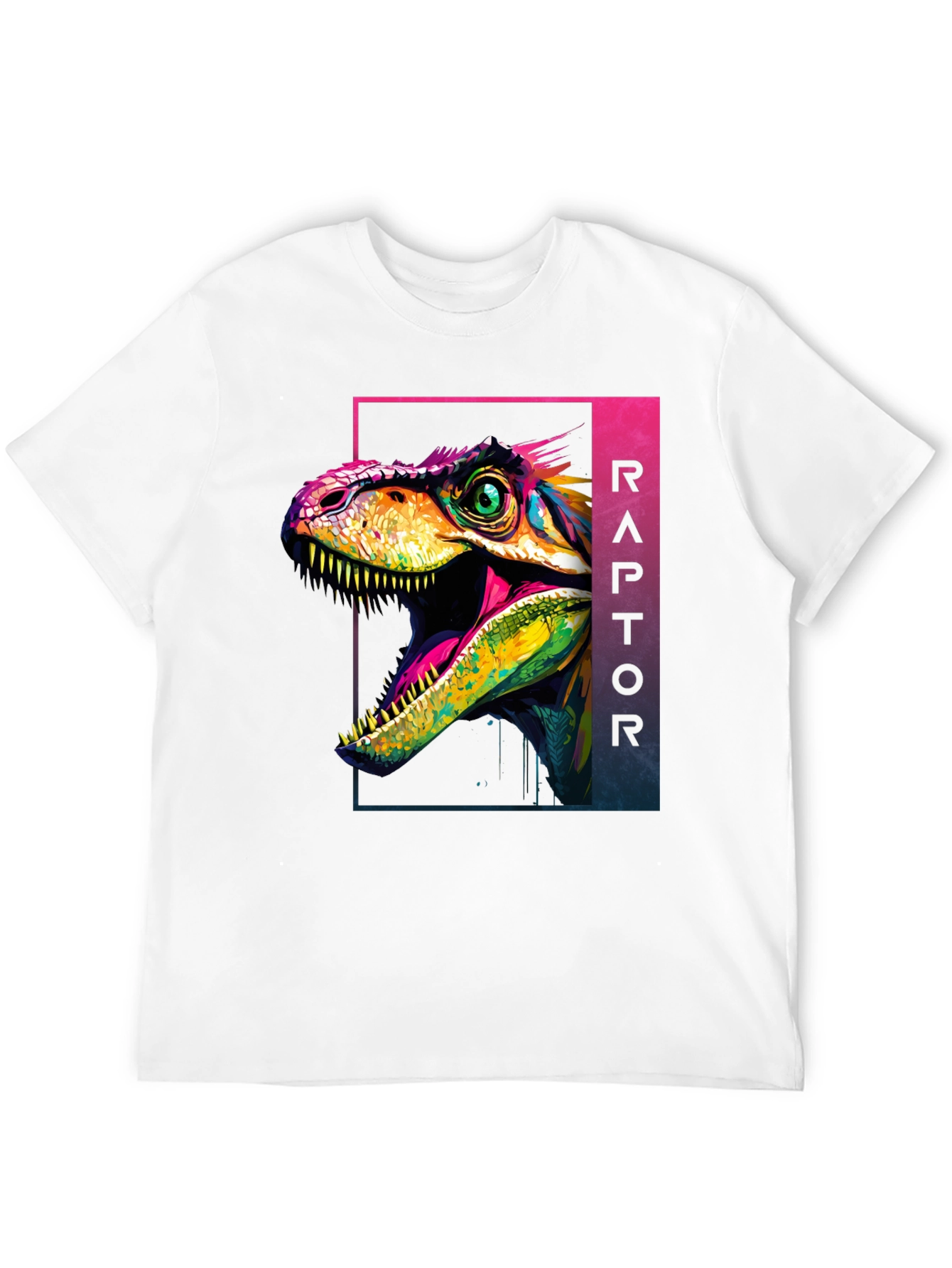Vibrant Raptor Graphic Tee - Bold Dinosaur Design