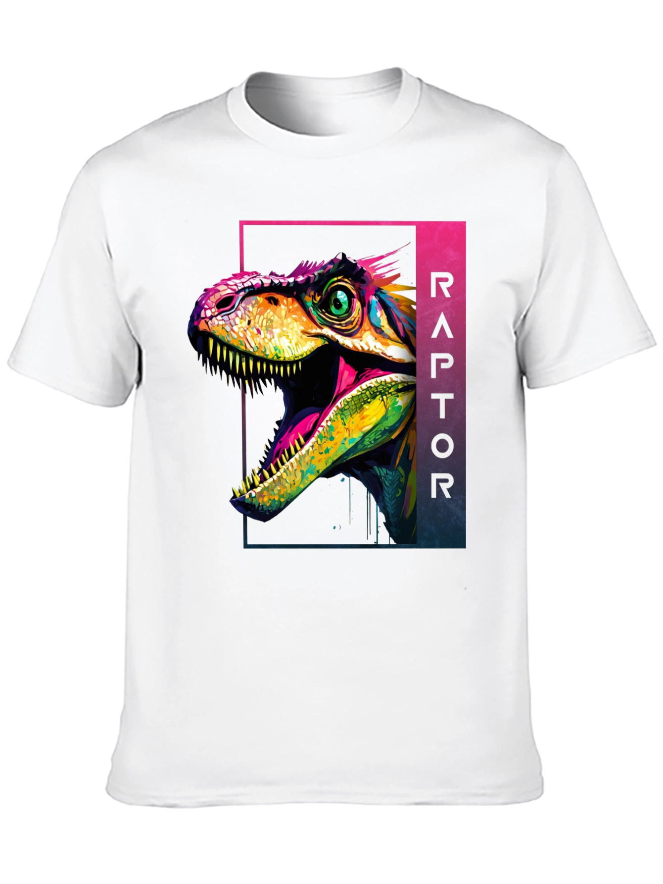 Vibrant Raptor Graphic Tee - Bold Dinosaur Design
