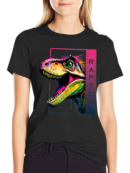 Vibrant Raptor Graphic Tee - Bold Dinosaur Design