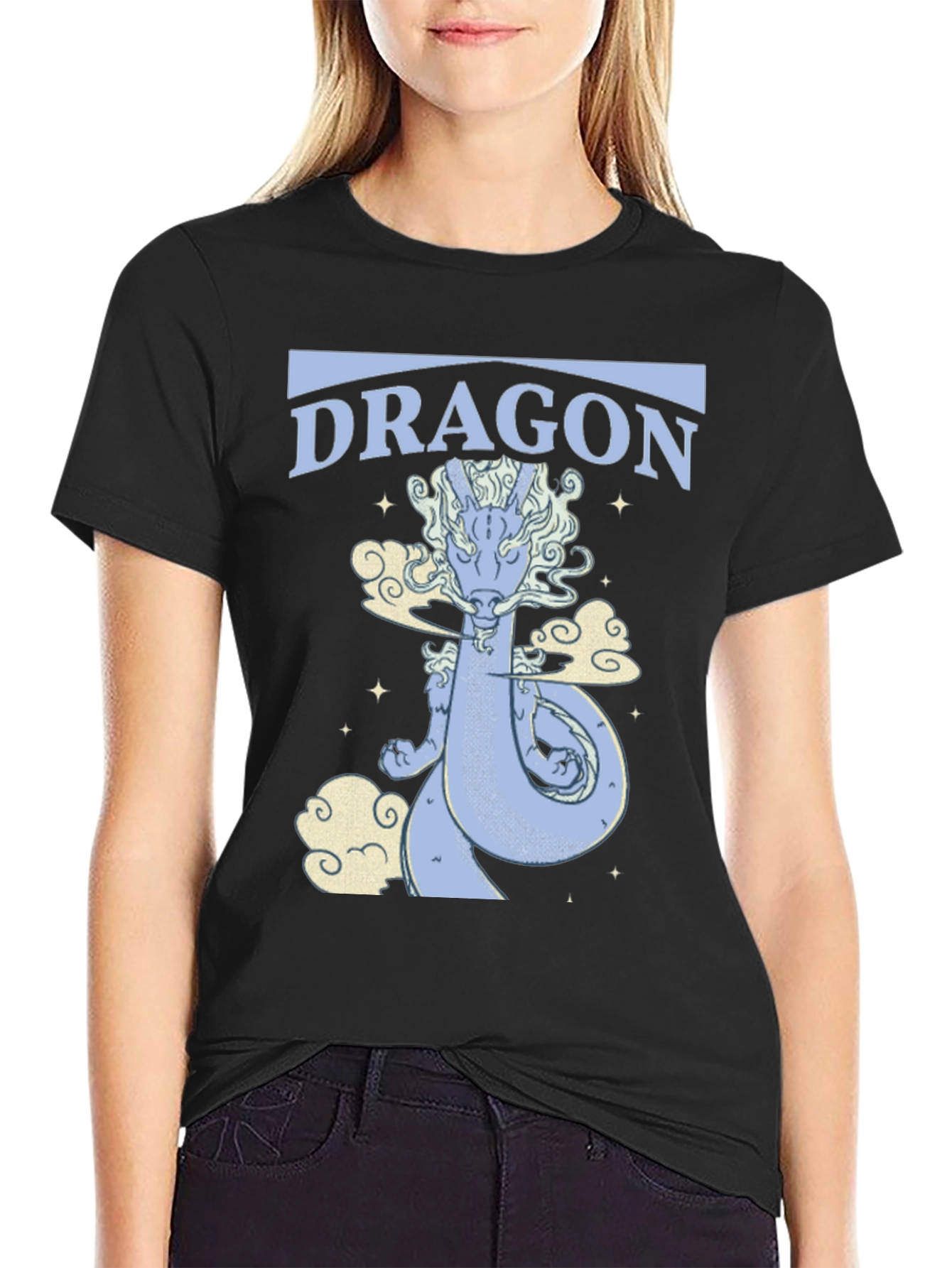 Dragon Graphic Print Black Tee
