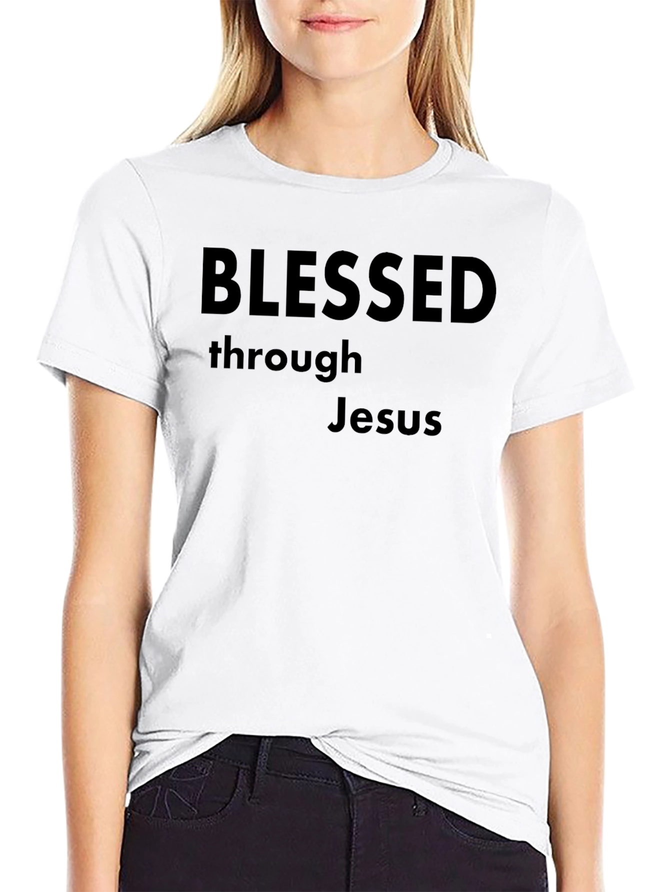 Blessed Through Jesus Black T-Shirt