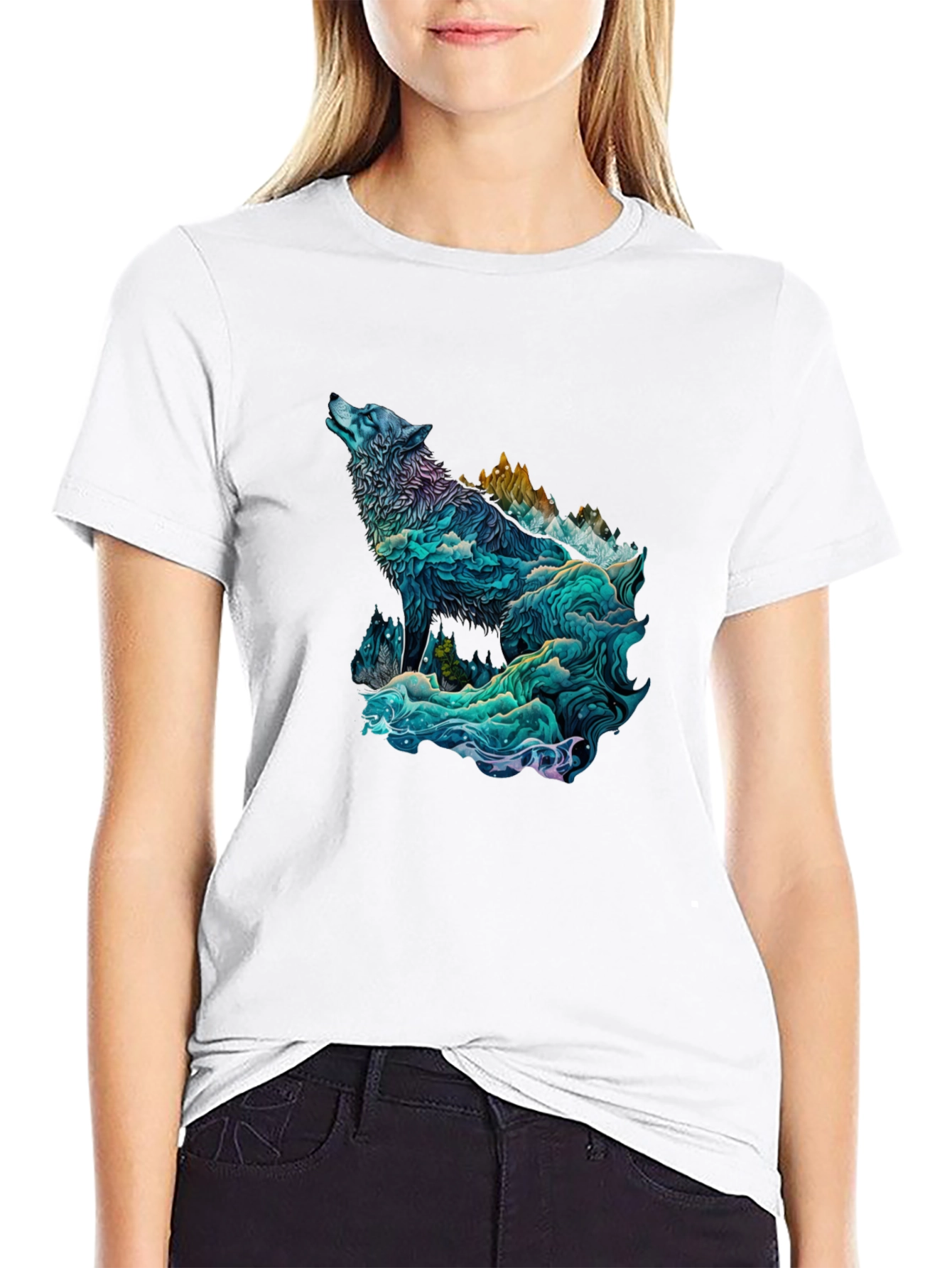 Wolf Mountain Graphic Tee - Nature Inspired Black T-Shirt