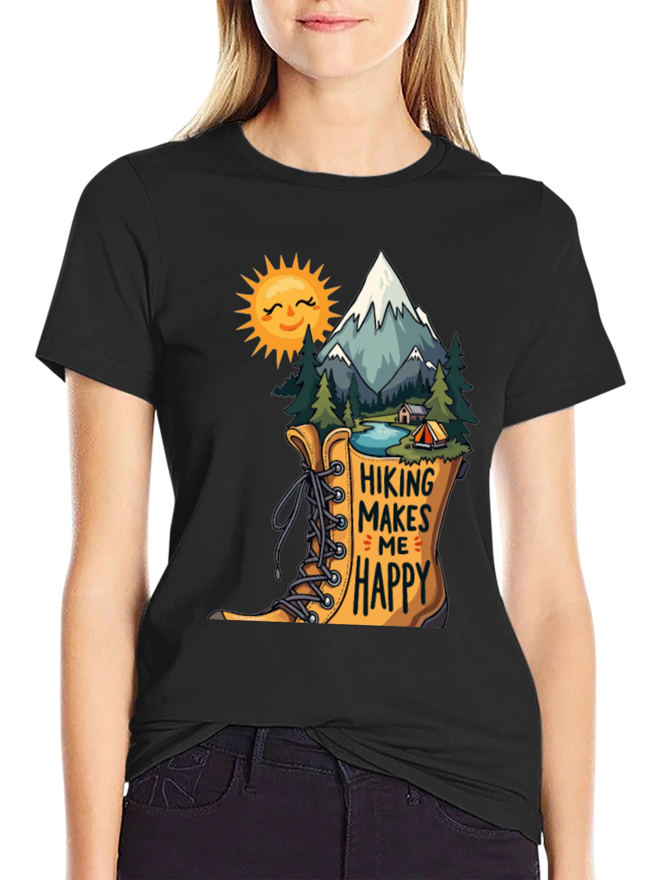 Hiking Makes Me Happy Graphic Tee