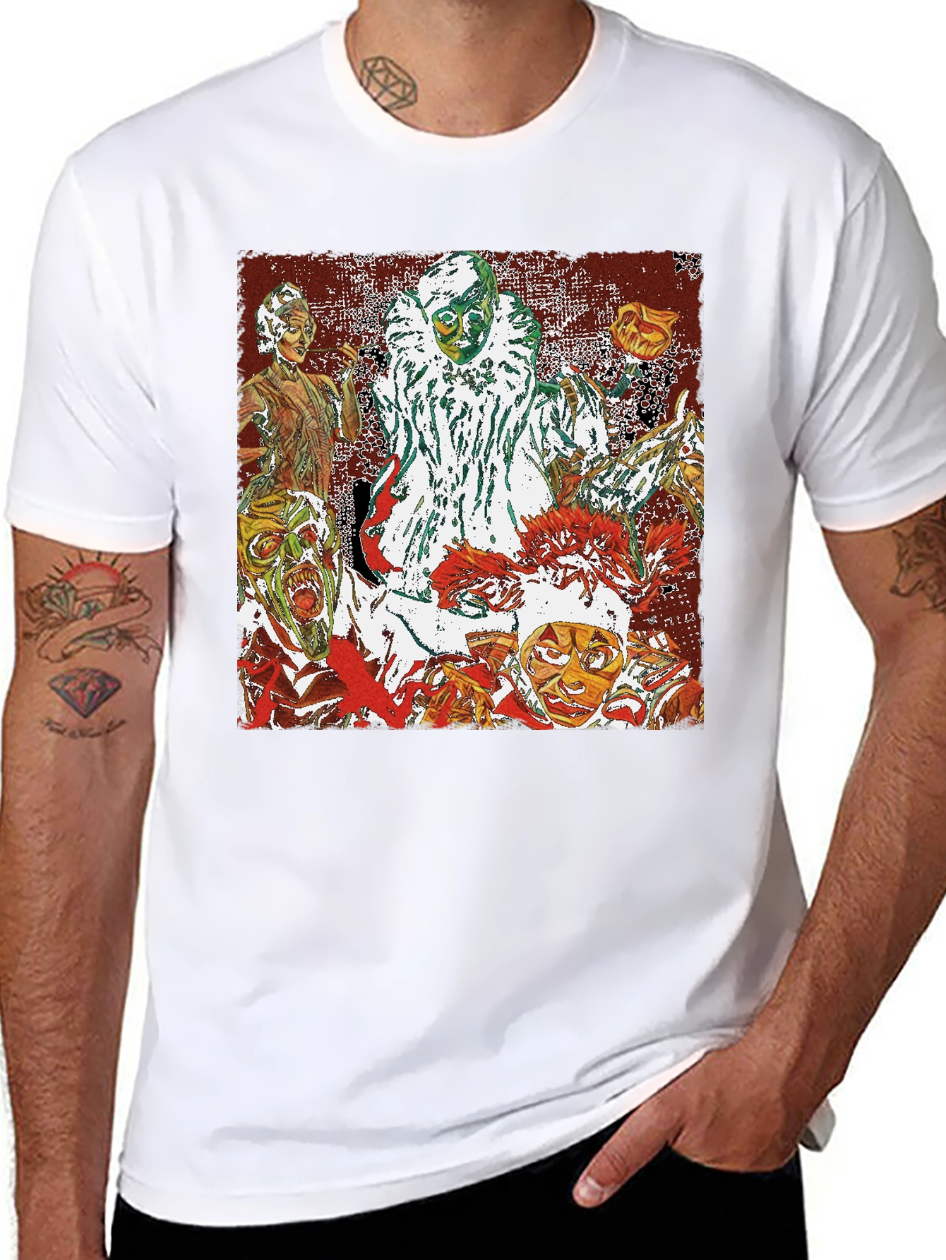 Creepy Clown Horror Graphic Tee - Black