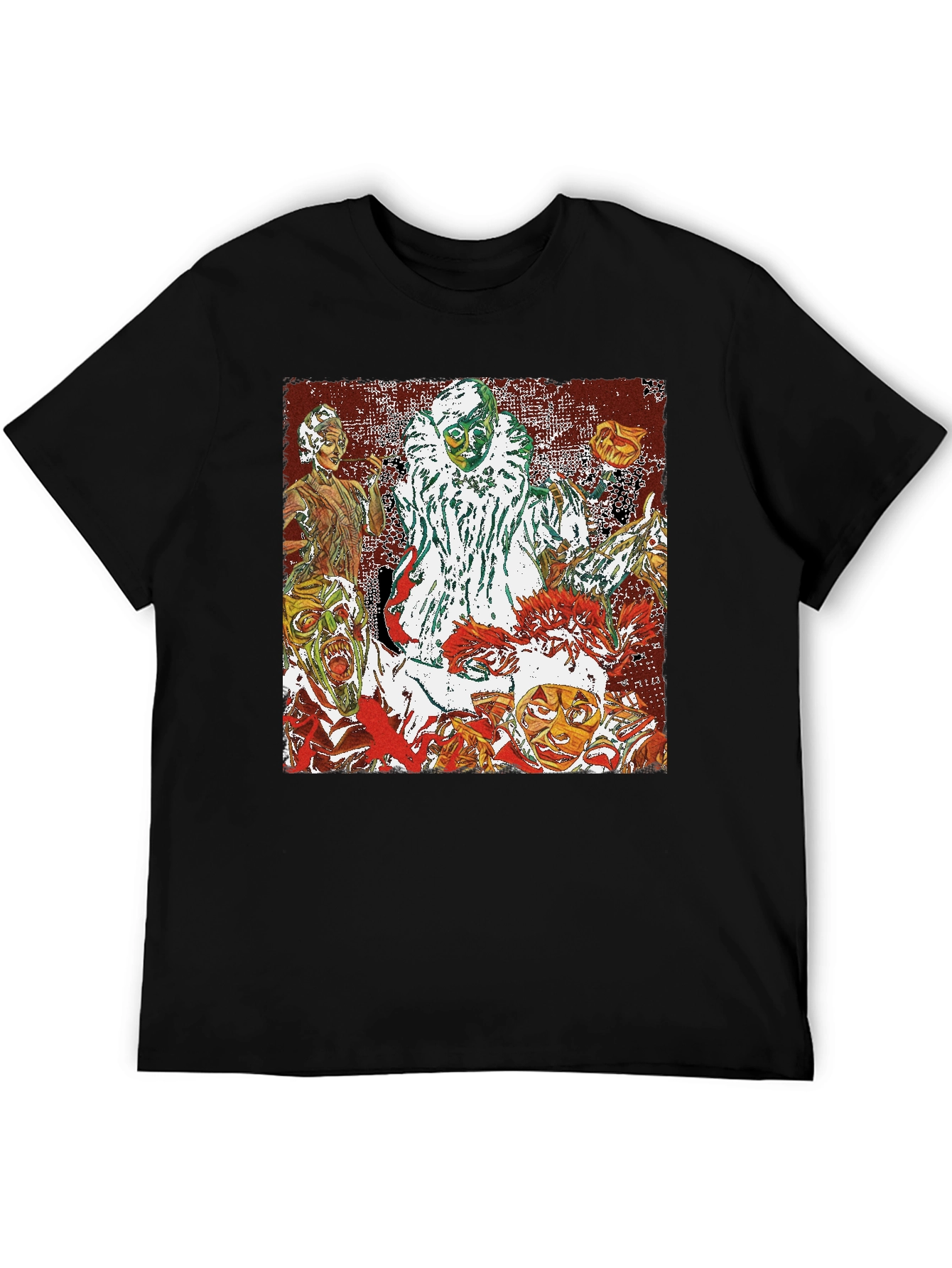 Creepy Clown Horror Graphic Tee - Black