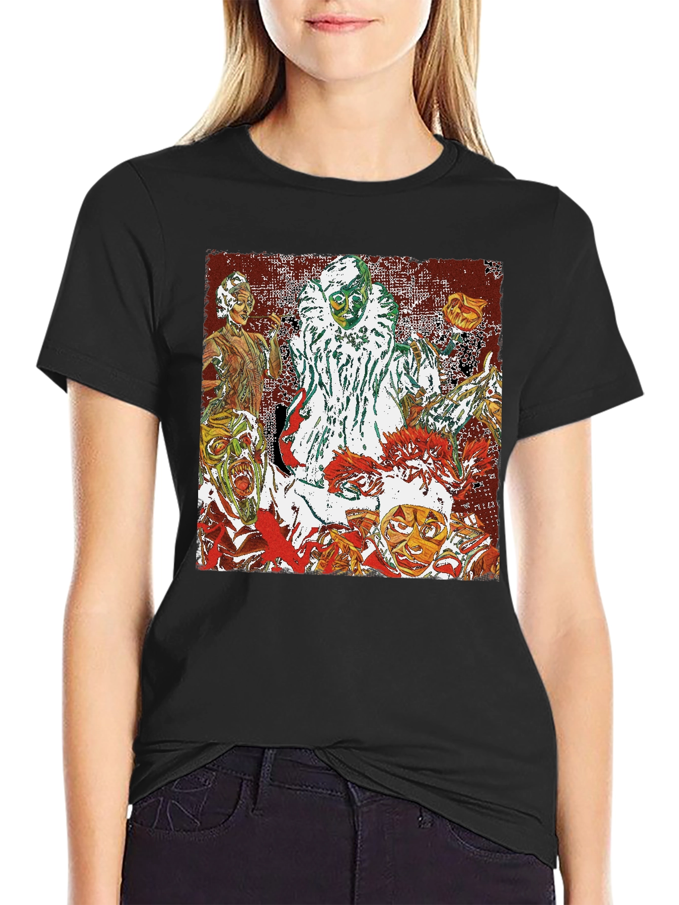 Creepy Clown Horror Graphic Tee - Black