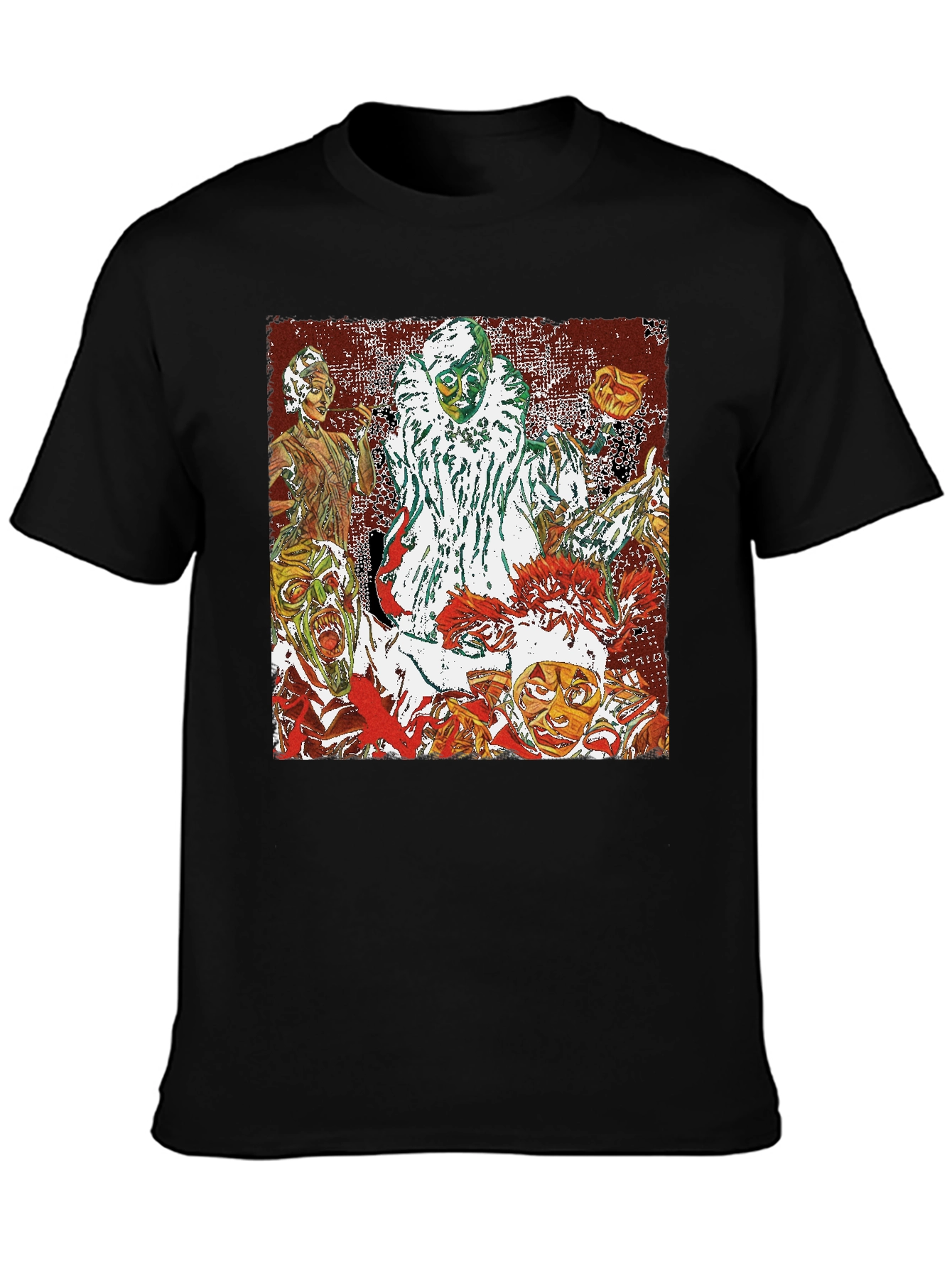 Creepy Clown Horror Graphic Tee - Black