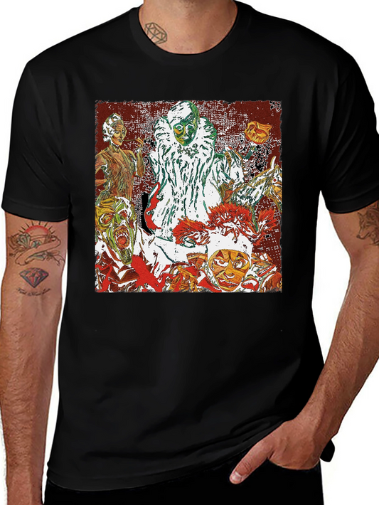 Creepy Clown Horror Graphic Tee - Black