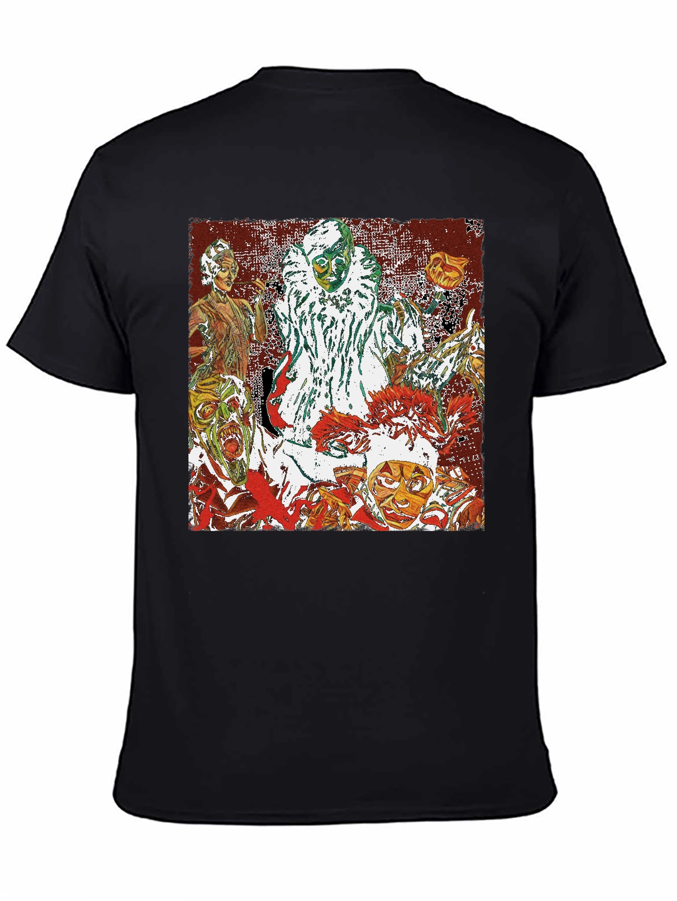 Creepy Clown Horror Graphic Tee - Black