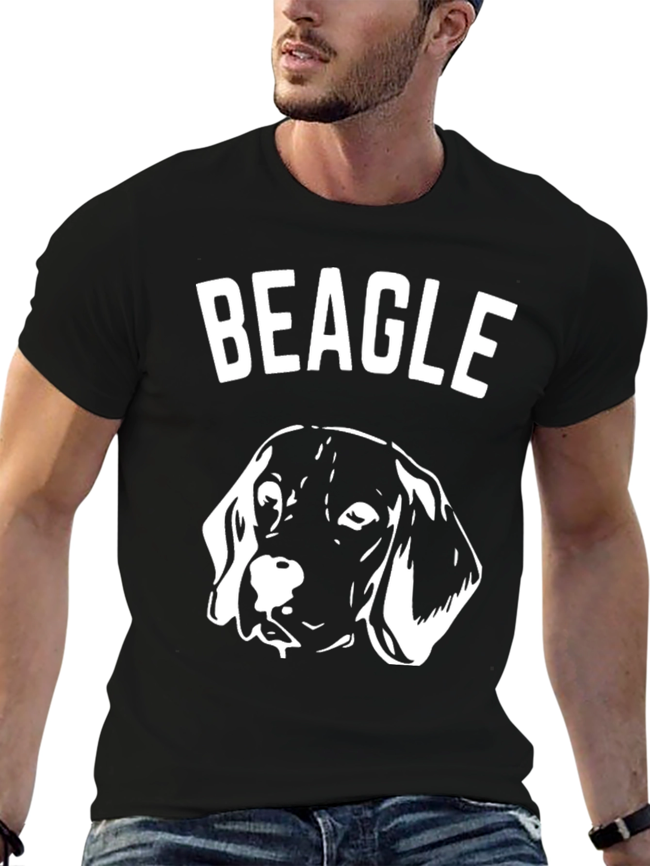Beagle Dog Graphic Print Black T-Shirt