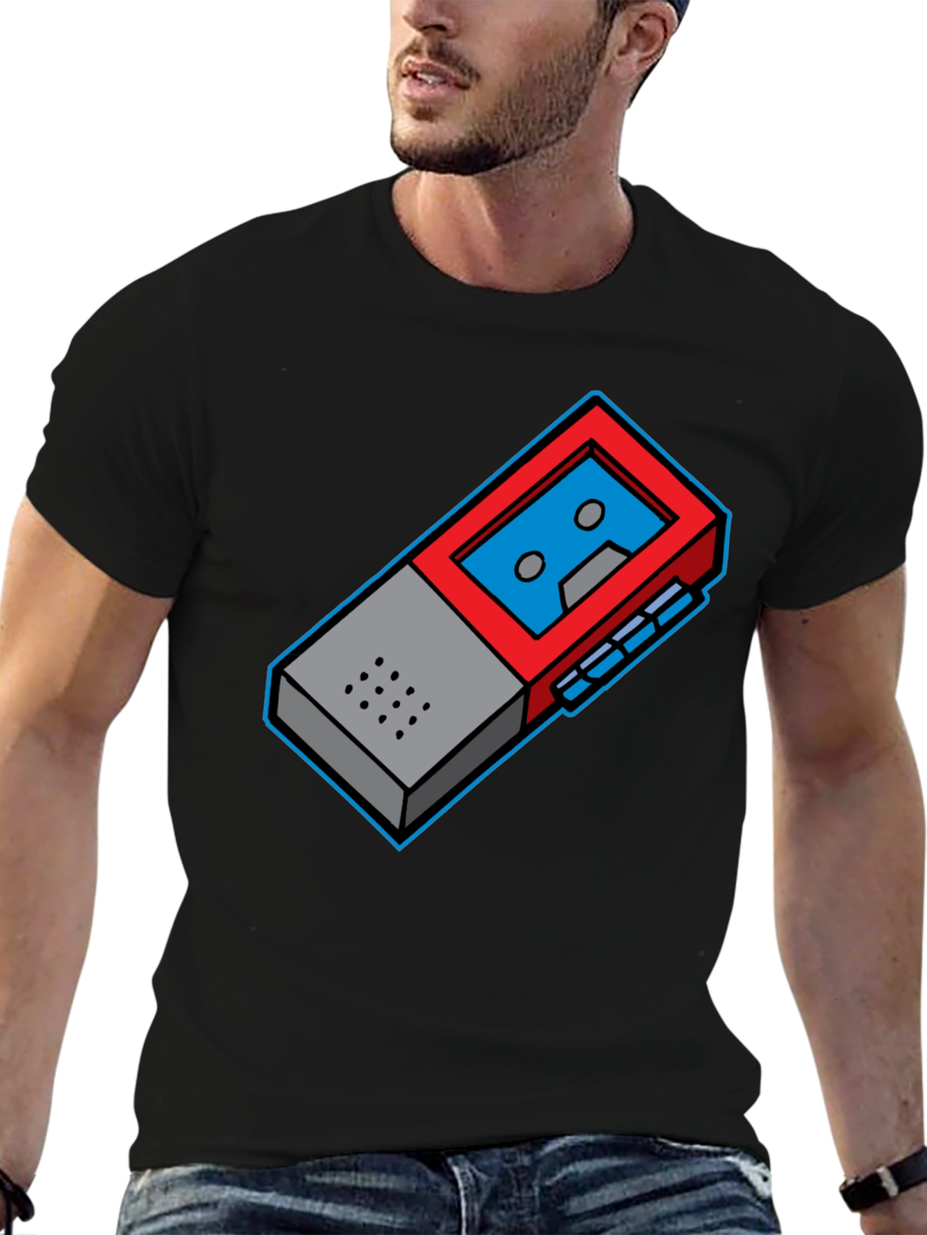 Retro Cassette Player Graphic Tee - Cool Geeky Style