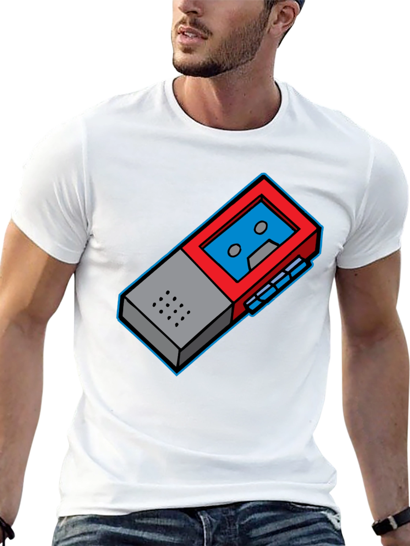 Retro Cassette Player Graphic Tee - Cool Geeky Style