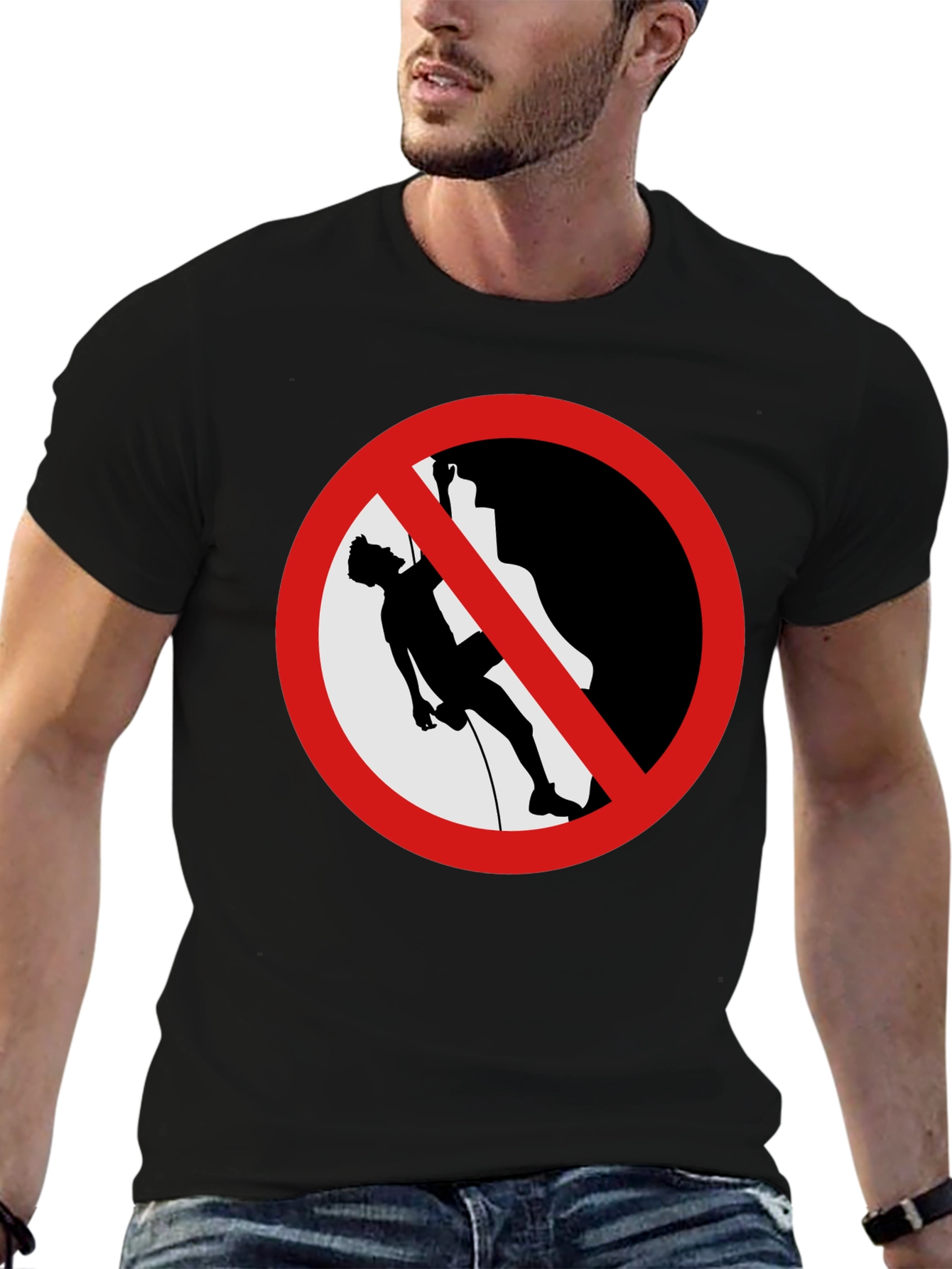 No Climbing Black Graphic T-Shirt