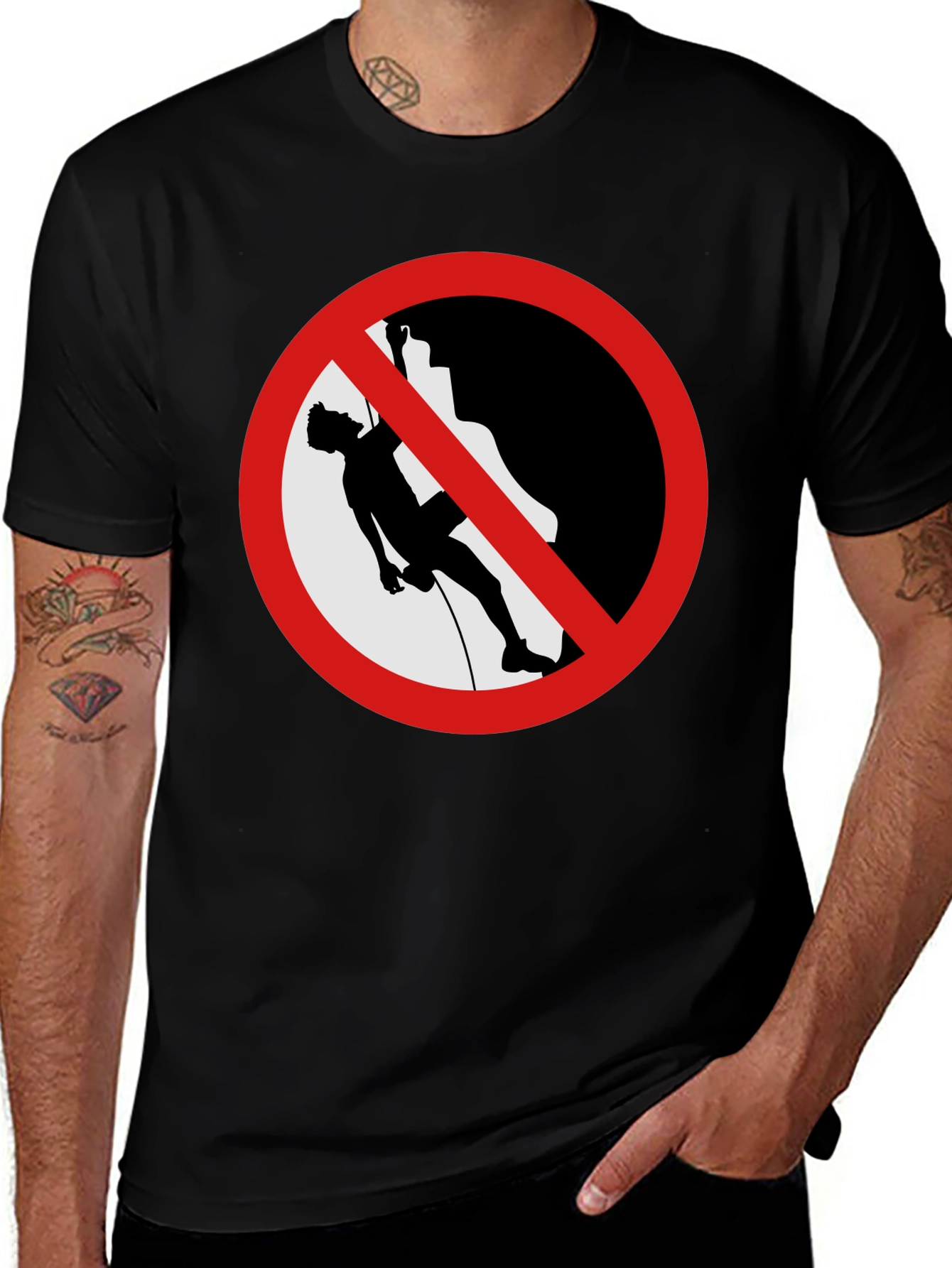 No Climbing Black Graphic T-Shirt