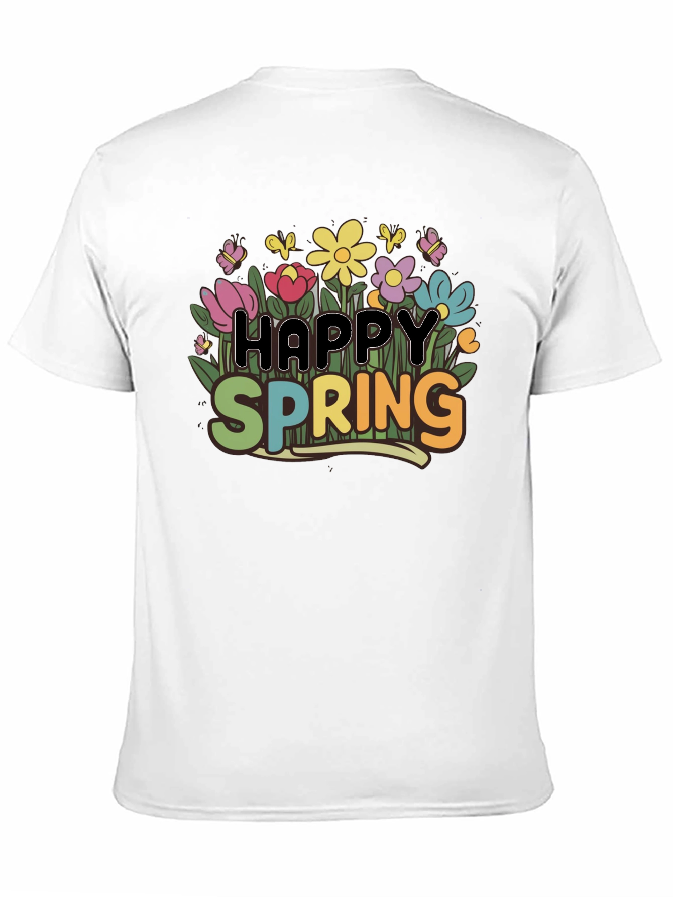 Happy Spring Floral T-Shirt - Mens Black Tee