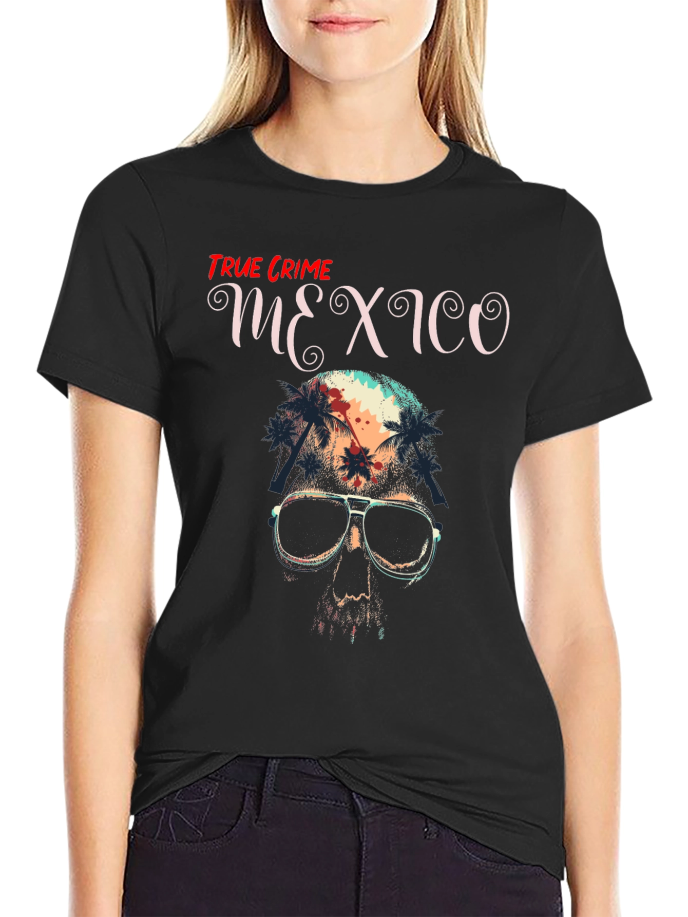 True Crime Mexico Skull Graphic Tee