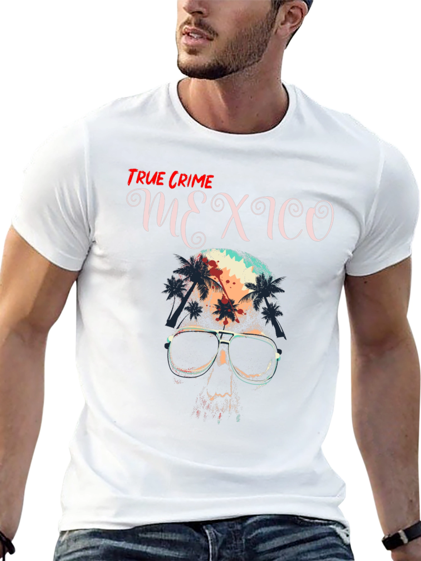 True Crime Mexico Skull Graphic Tee