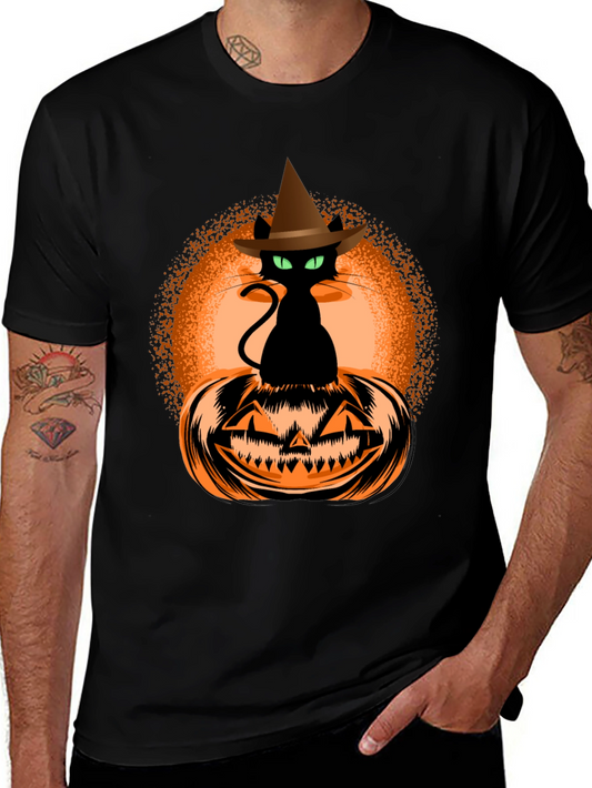 Halloween Cat on Pumpkin Graphic Tee