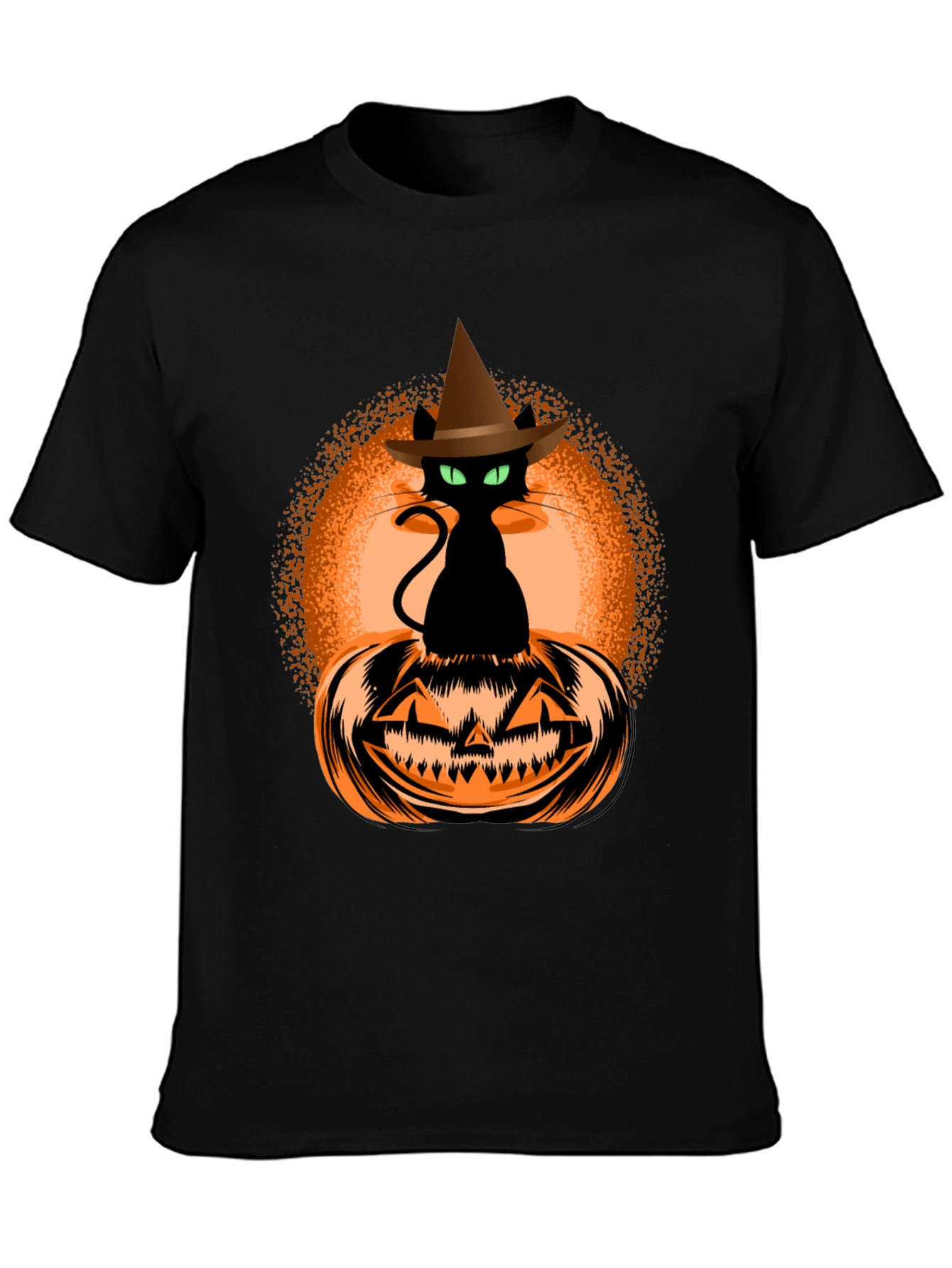 Halloween Cat on Pumpkin Graphic Tee