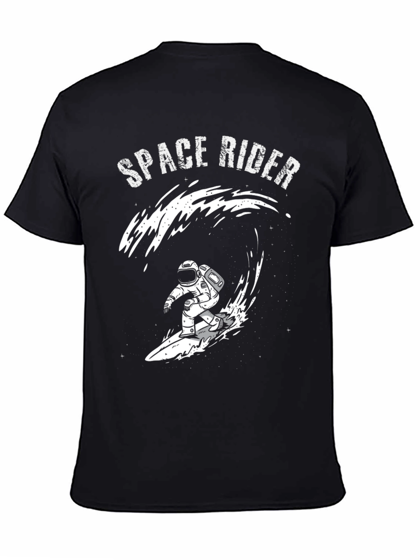 Space Rider Graphic T-Shirt - Surfing Astronaut Tee