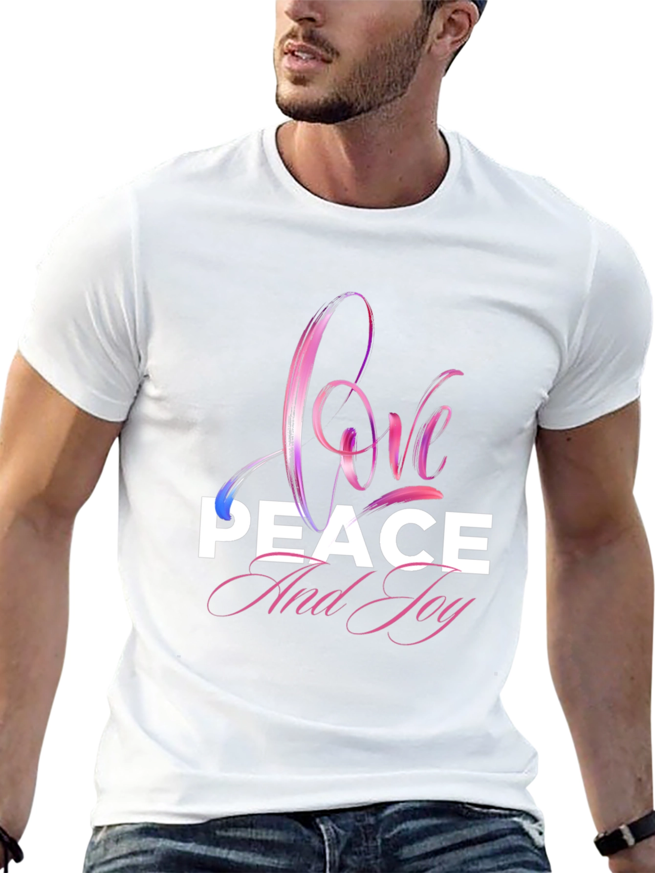 Love Peace Joy Graphic Black T-Shirt