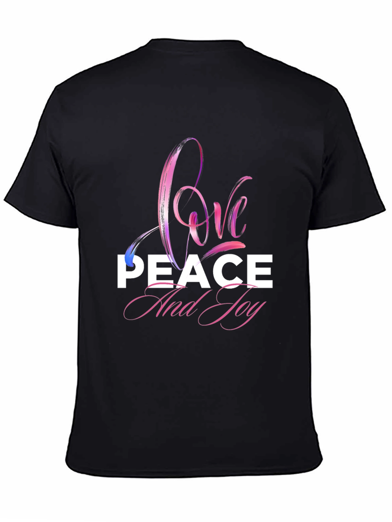 Love Peace Joy Graphic Black T-Shirt