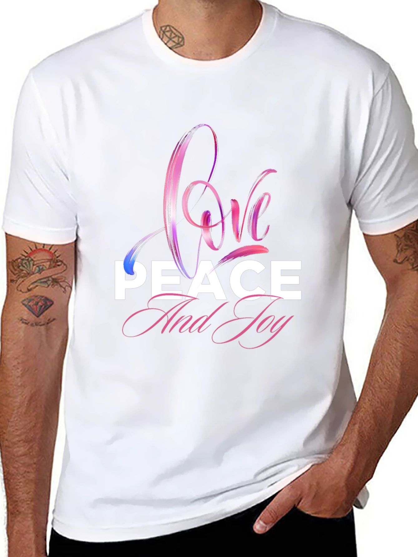 Love Peace Joy Graphic Black T-Shirt