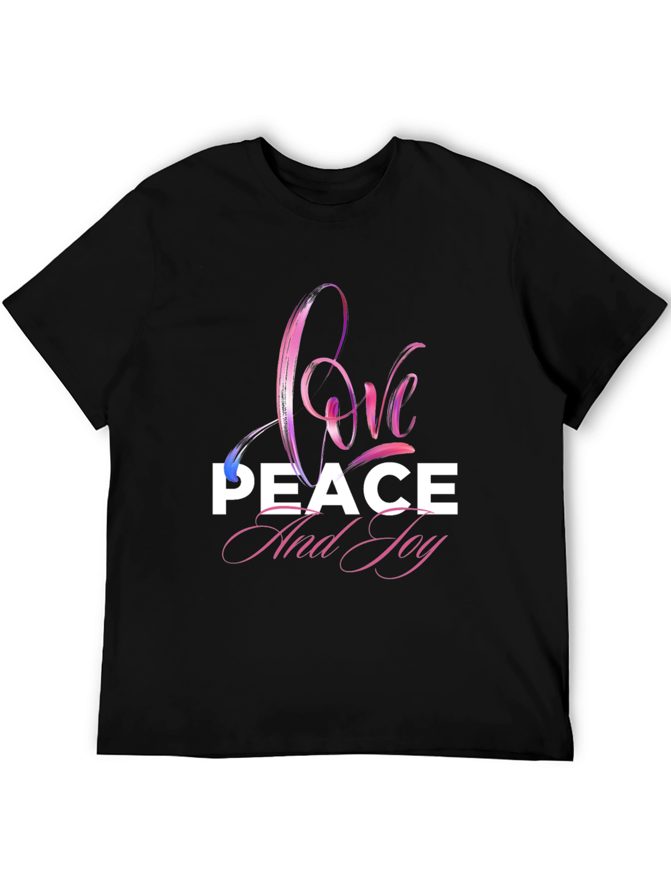 Love Peace Joy Graphic Black T-Shirt