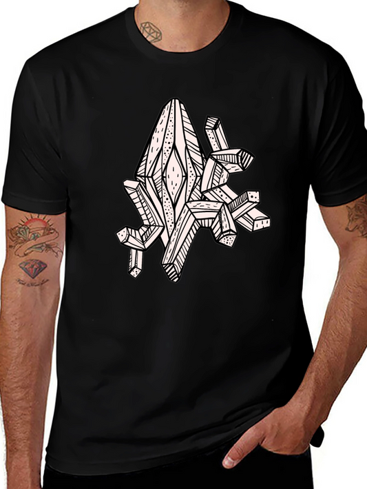 Geometric Crystal Graphic Tee - Black
