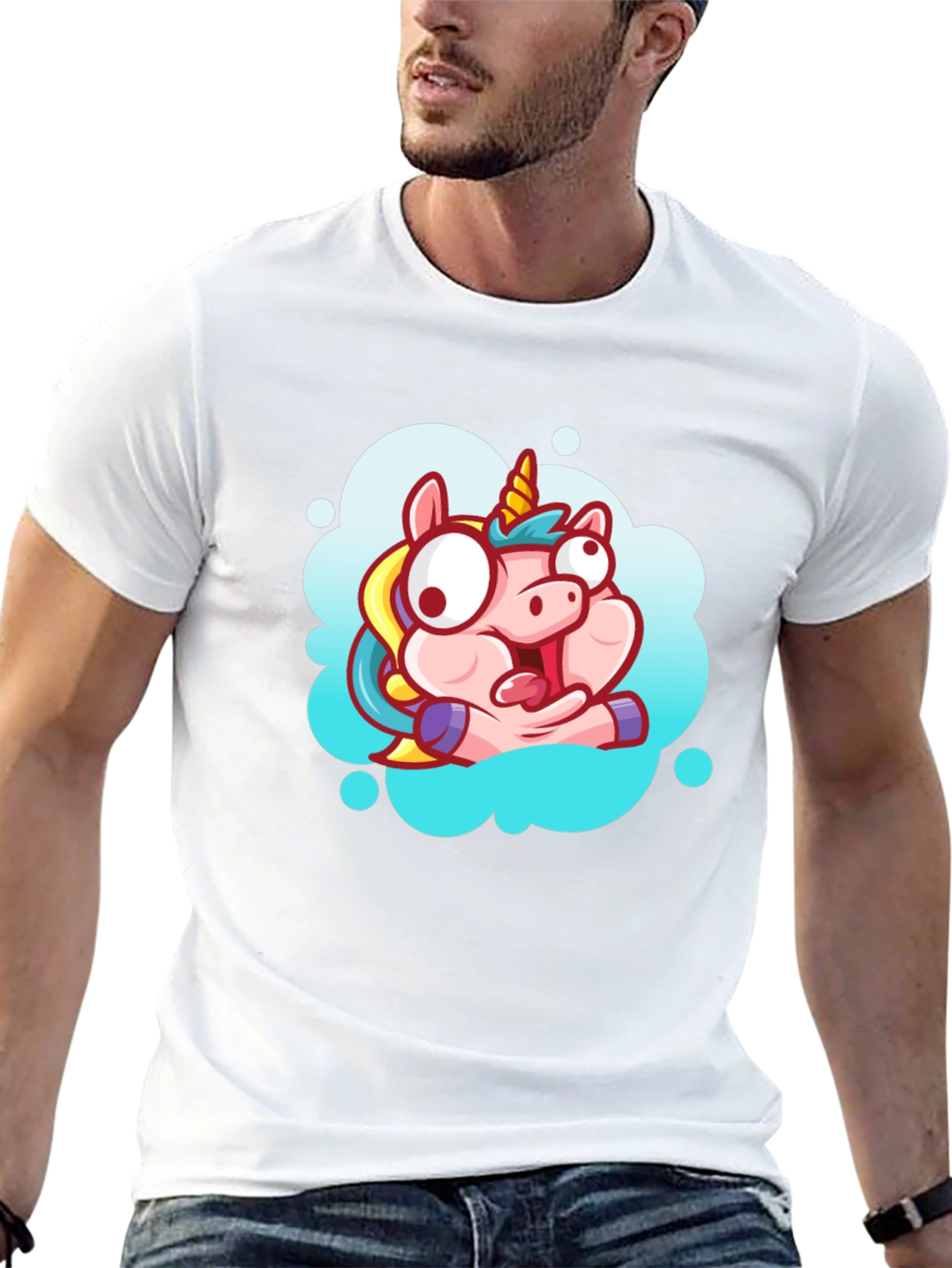 Unicorn Cartoon Graphic Black T-Shirt