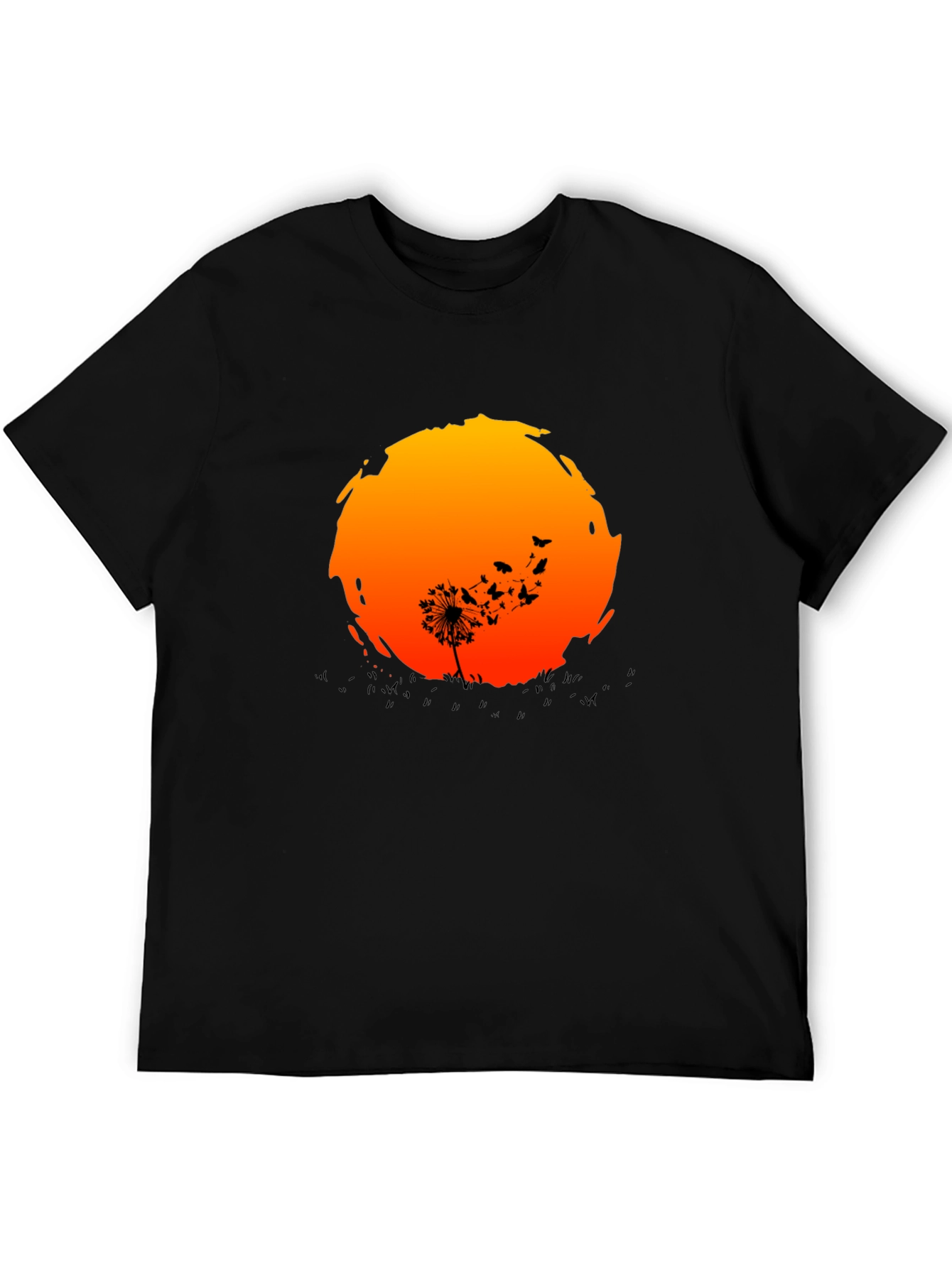 Dandelion Sunset Graphic Tee - Black Cotton Blend