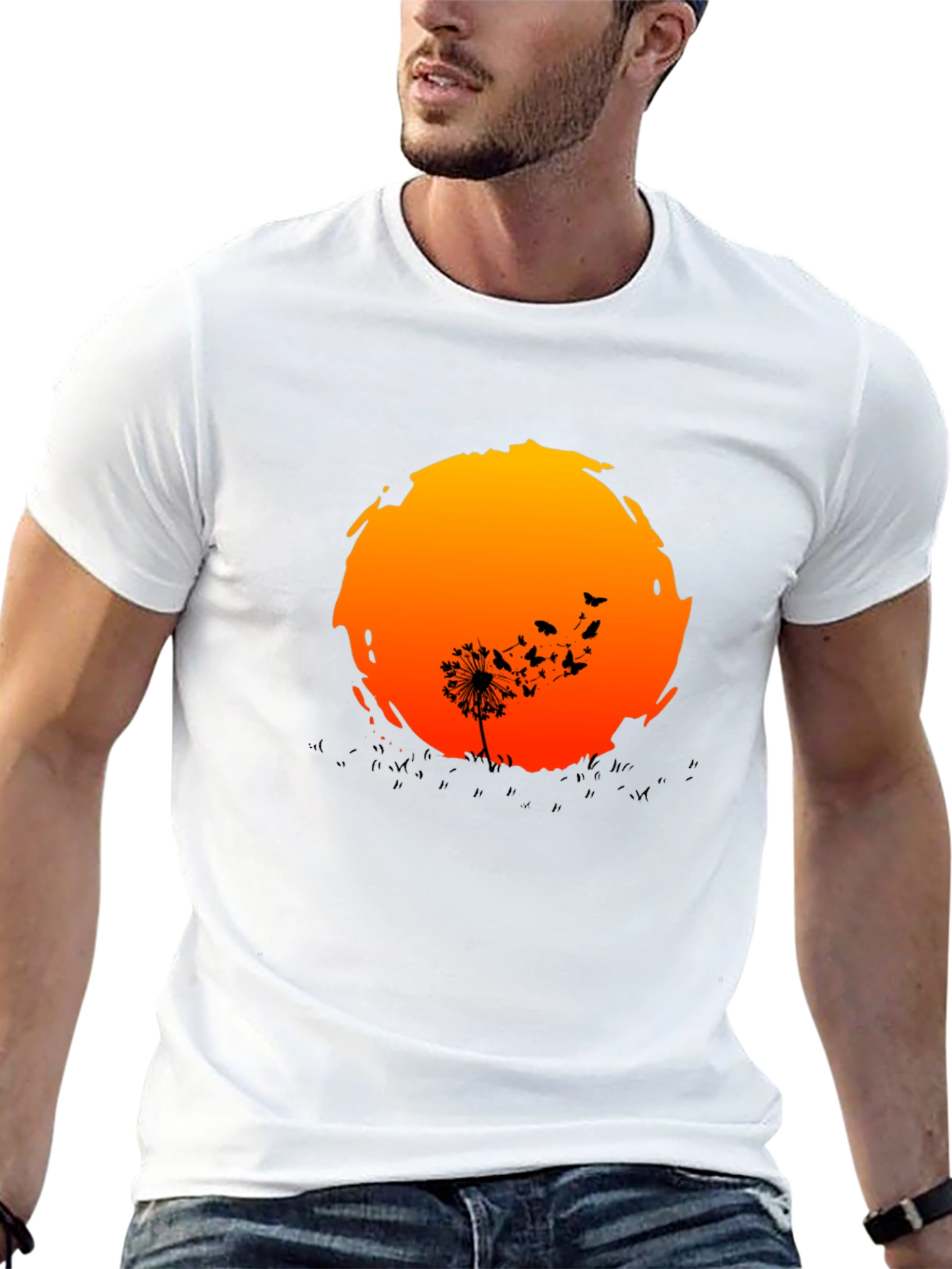Dandelion Sunset Graphic Tee - Black Cotton Blend