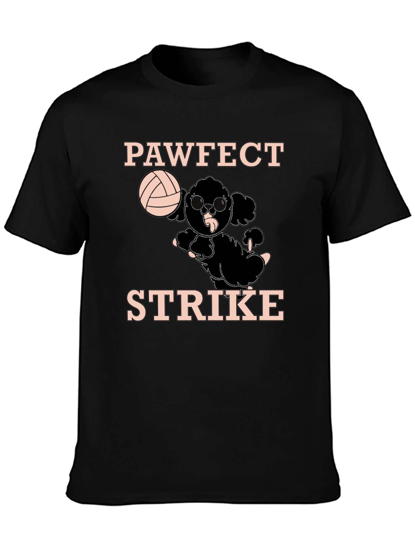 Pawfect Strike Black T-Shirt - Volleyball Poodle Tee