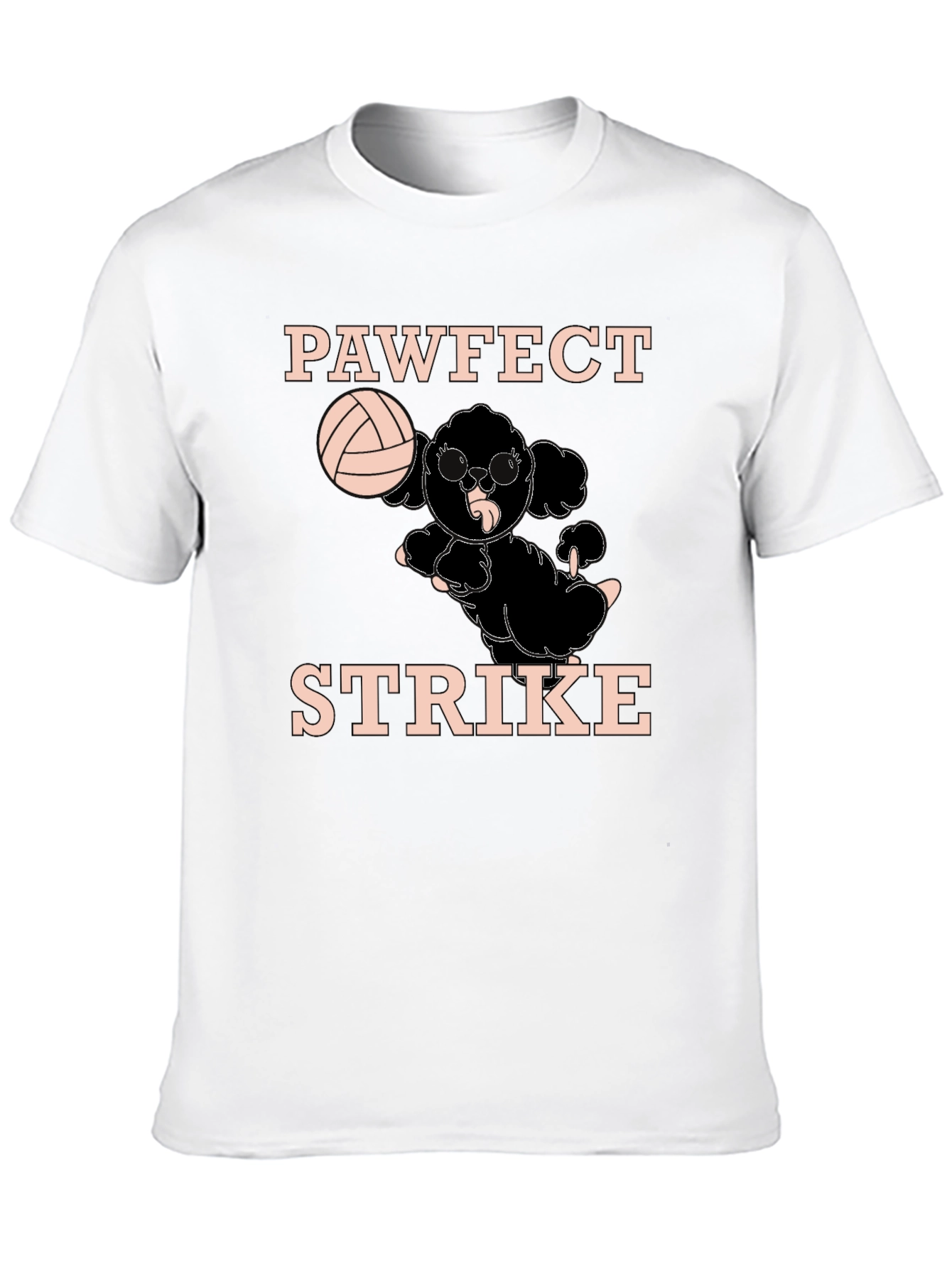 Pawfect Strike Black T-Shirt - Volleyball Poodle Tee